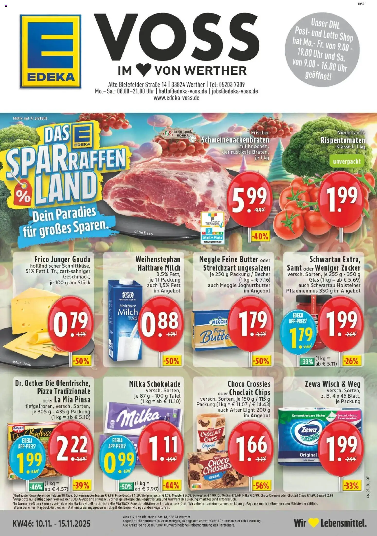 Edeka prospekt Werther	 – gültig ab 10.11.2025 | Seite: 1 | Produkte: Milch, Butter, Gouda, Milka