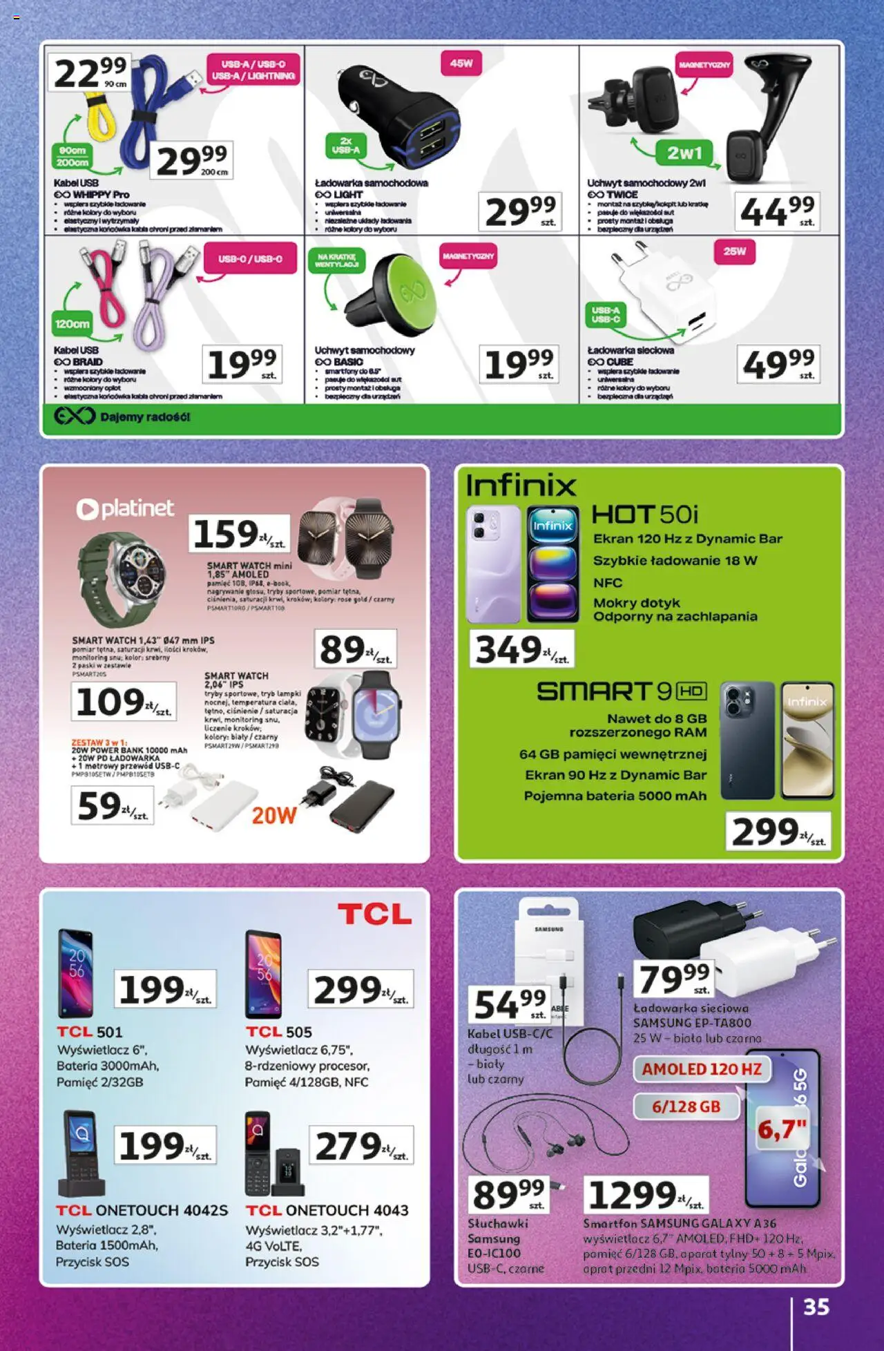 Auchan Gazetka - Znane Marki Duży Wybór Hipermarket od 12.06.2025 | Strona: 35 | Produkty: Słuchawki, USB, Bateria, Sos