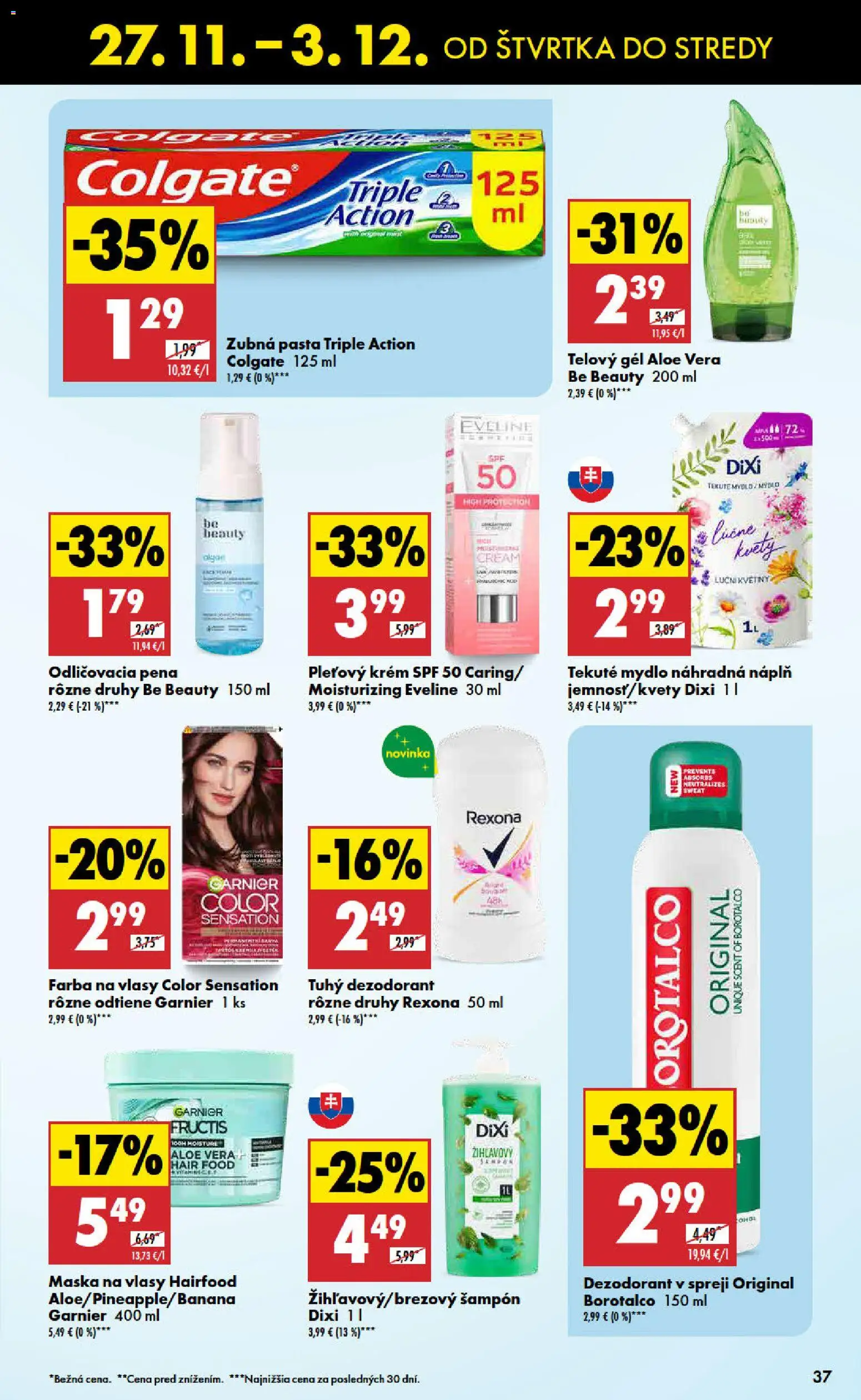 Nové Biedronka akcie – leták je platný od 27.11.2025 | Strana: 37 | Produkty: Šampón, Farba na vlasy, Zubná pasta, Krém