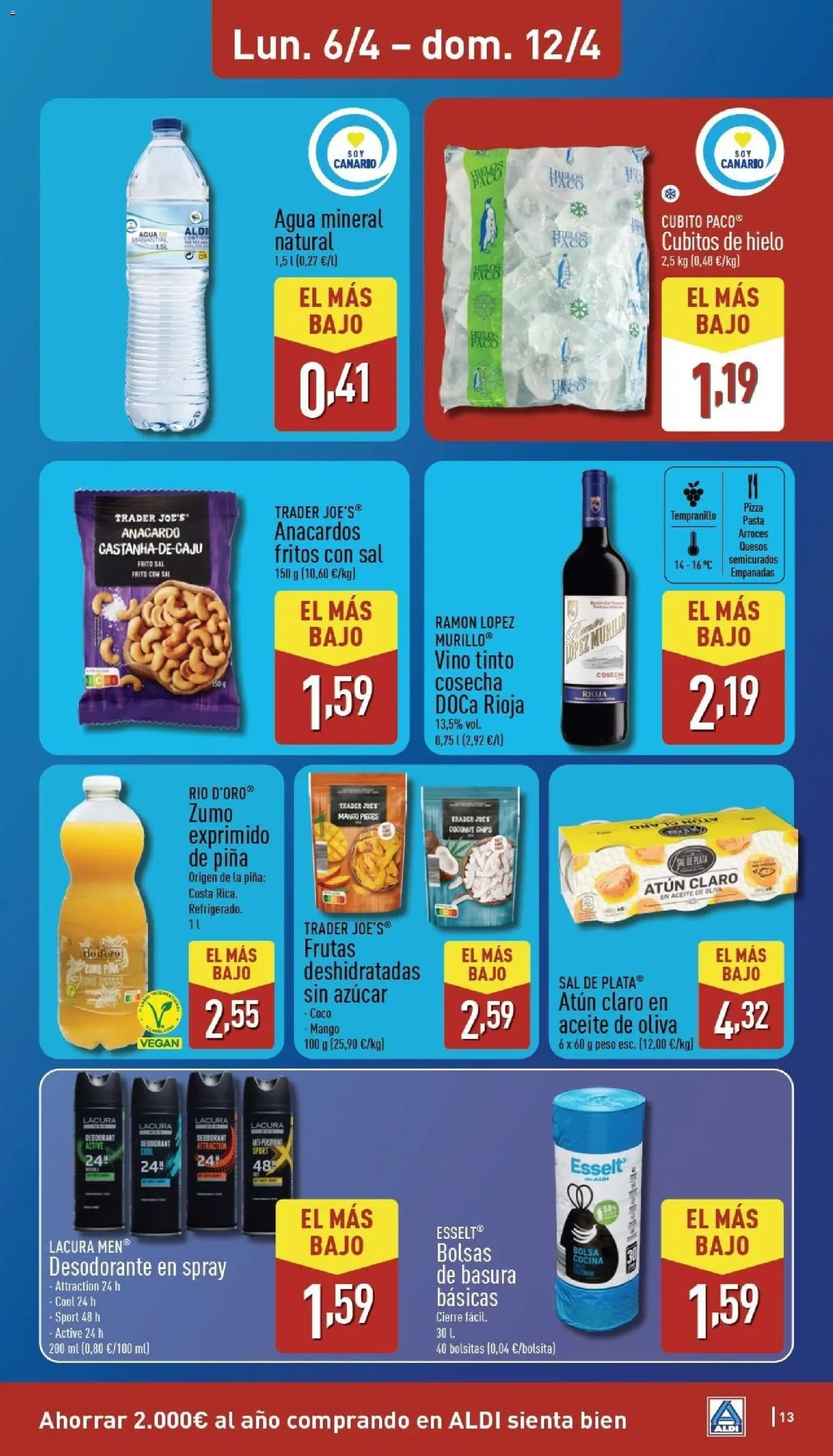 Aldi folleto Canarias │ válido desde el 06.04.2026 | Página: 13 | Productos: Desodorante, Τυρόπιτα, Ροζ πιπέρι, Agua mineral