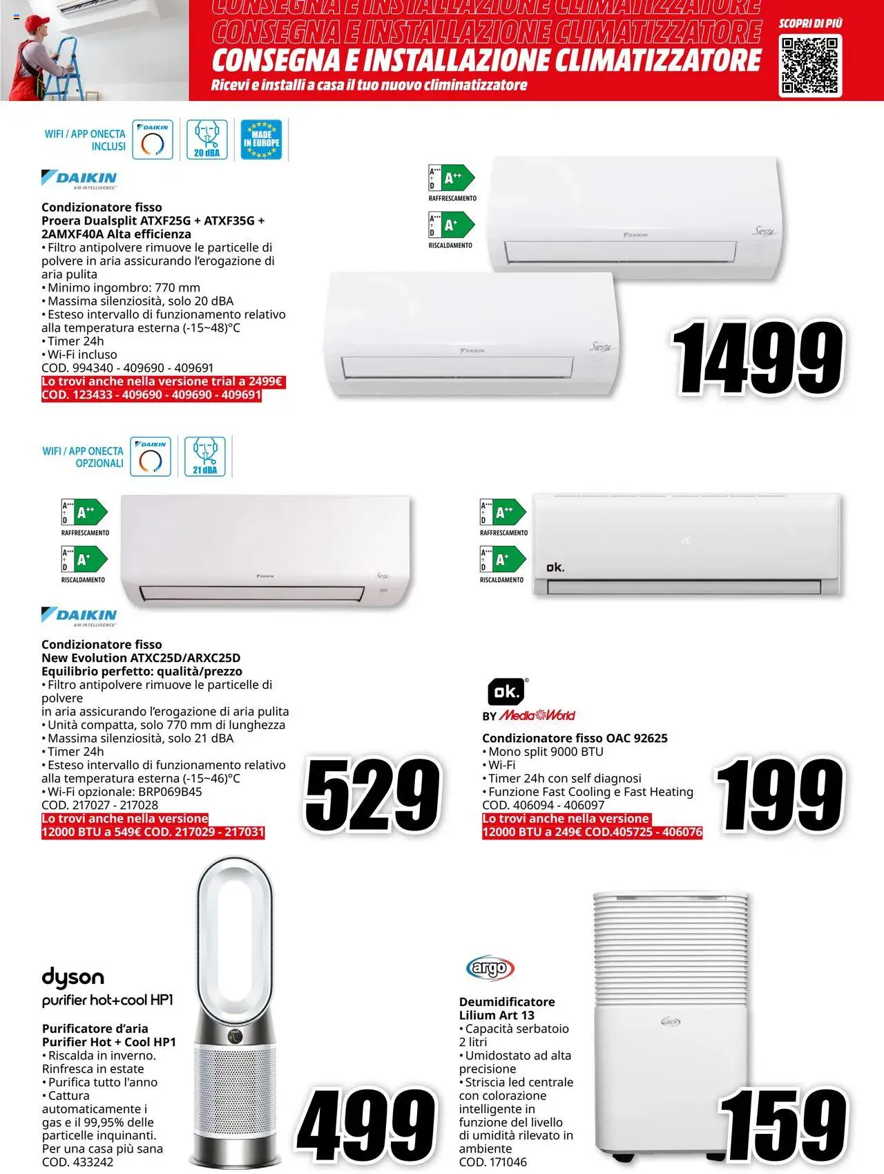 Volantino Media World del 04.09.2025 | Pagina: 29 | Prodotti: Climatizzatore, Deumidificatore, Purificatore d'aria, Dyson