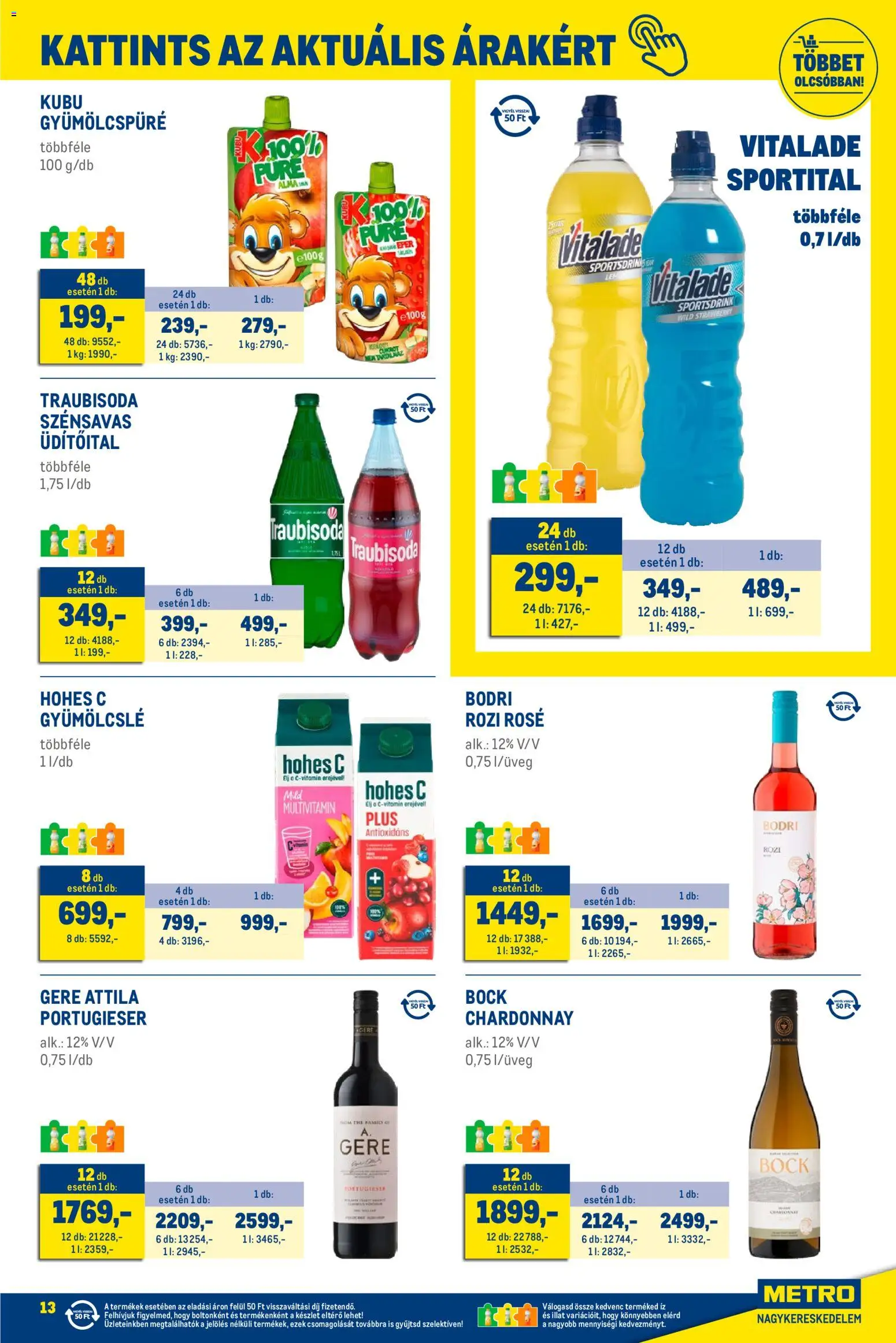 Metro akciós ujság - amely érvényes a következő dátumtól: 02.01.2026 | Oldal: 13 | Termékek: Gyümölcslé, Hohes c, Eper, Multivitamin