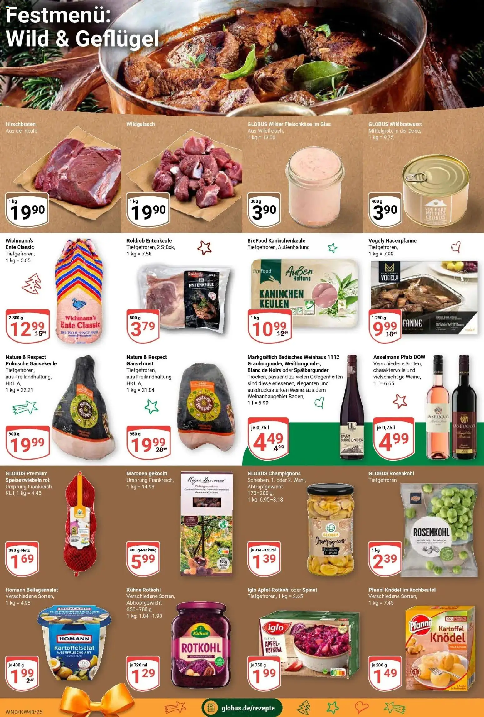 Globus prospekt St. Wendel	 – gültig ab 23.11.2025 | Seite: 14 | Produkte: Kaninchen, Bratwurst, Äpfel, Champignons