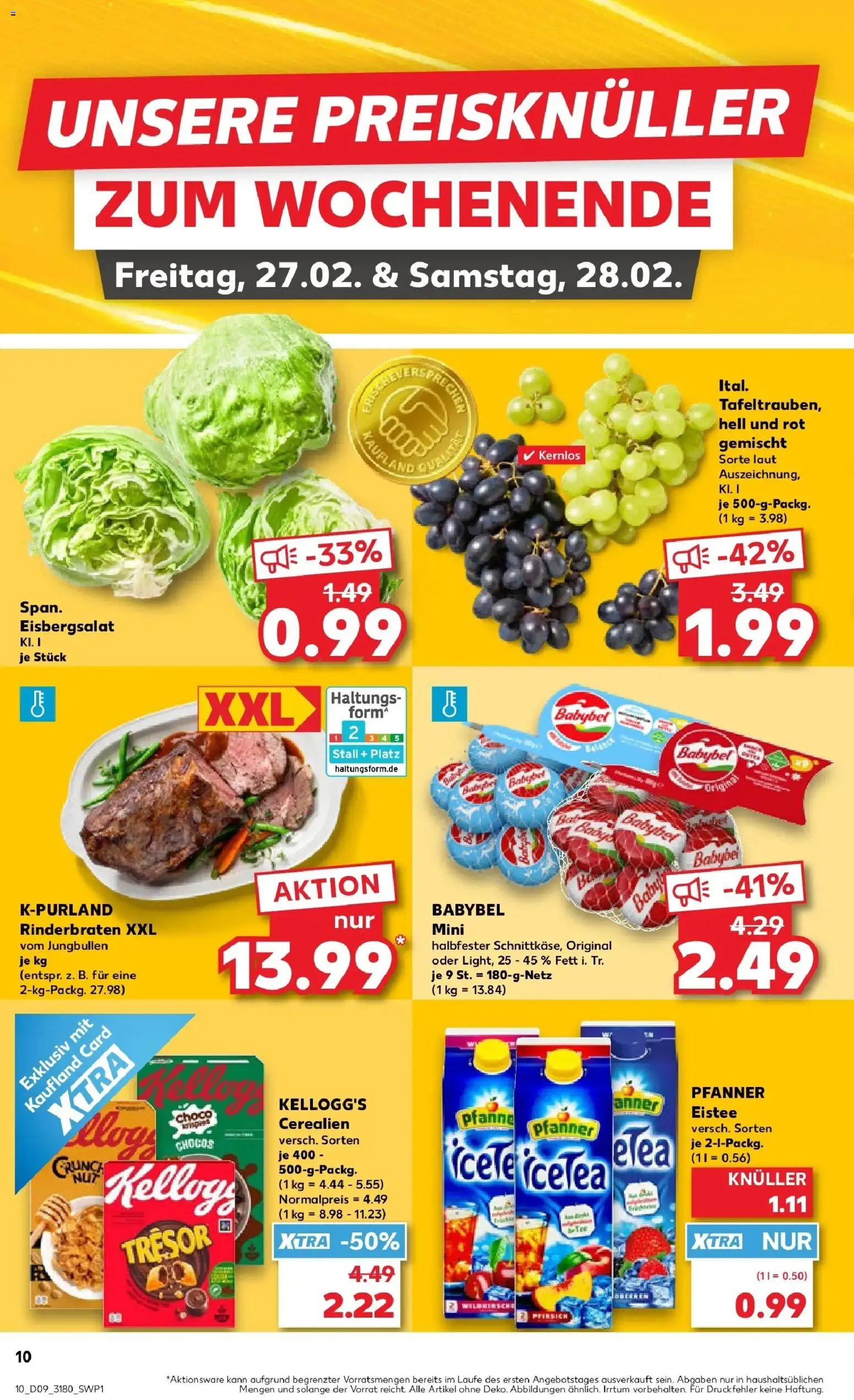 Kaufland prospekt Ahrensfelde	 – gültig ab 26.02.2026 | Seite: 10 | Produkte: Rinderbraten, Kellogg's, Pfanner eistee, Babybel