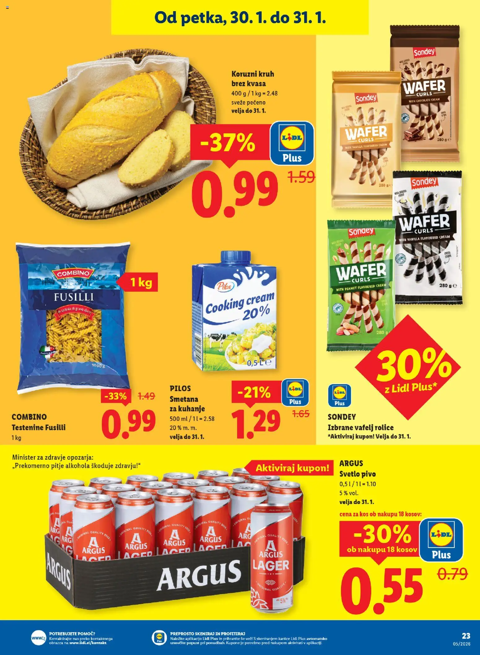 Novi Lidl katalog ponudbe – veljaven od 29.01.2026 | Stran: 31 | Izdelki: Kruh, Pivo, Testenine, Smetana