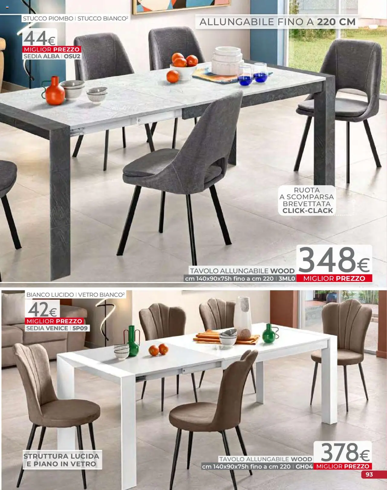 Volantino Mondo Convenienza del 09.09.2025 | Pagina: 95 | Prodotti: Stucco, Tavolo, Sedia