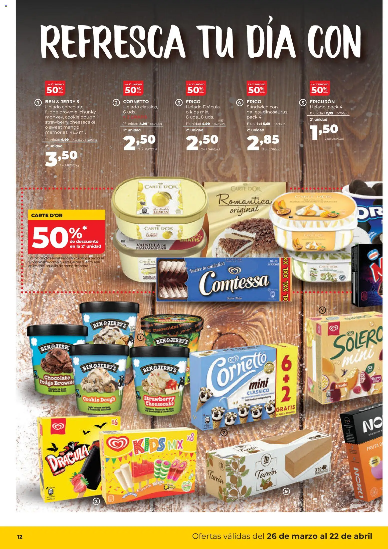 Alimerka Mensual del 26 de marzo al 22 de abril Castilla y León │ válido desde el 26.03.2026 | Página: 12 | Productos: Chocolate, Helado, Ρούτερ