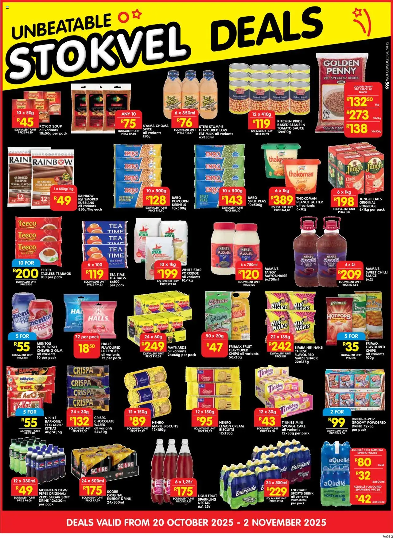 New Shoprite catalogue – valid from 20.10.2025 | Page: 7 | Products: Baked beans, Cheese, Oats, Sugar