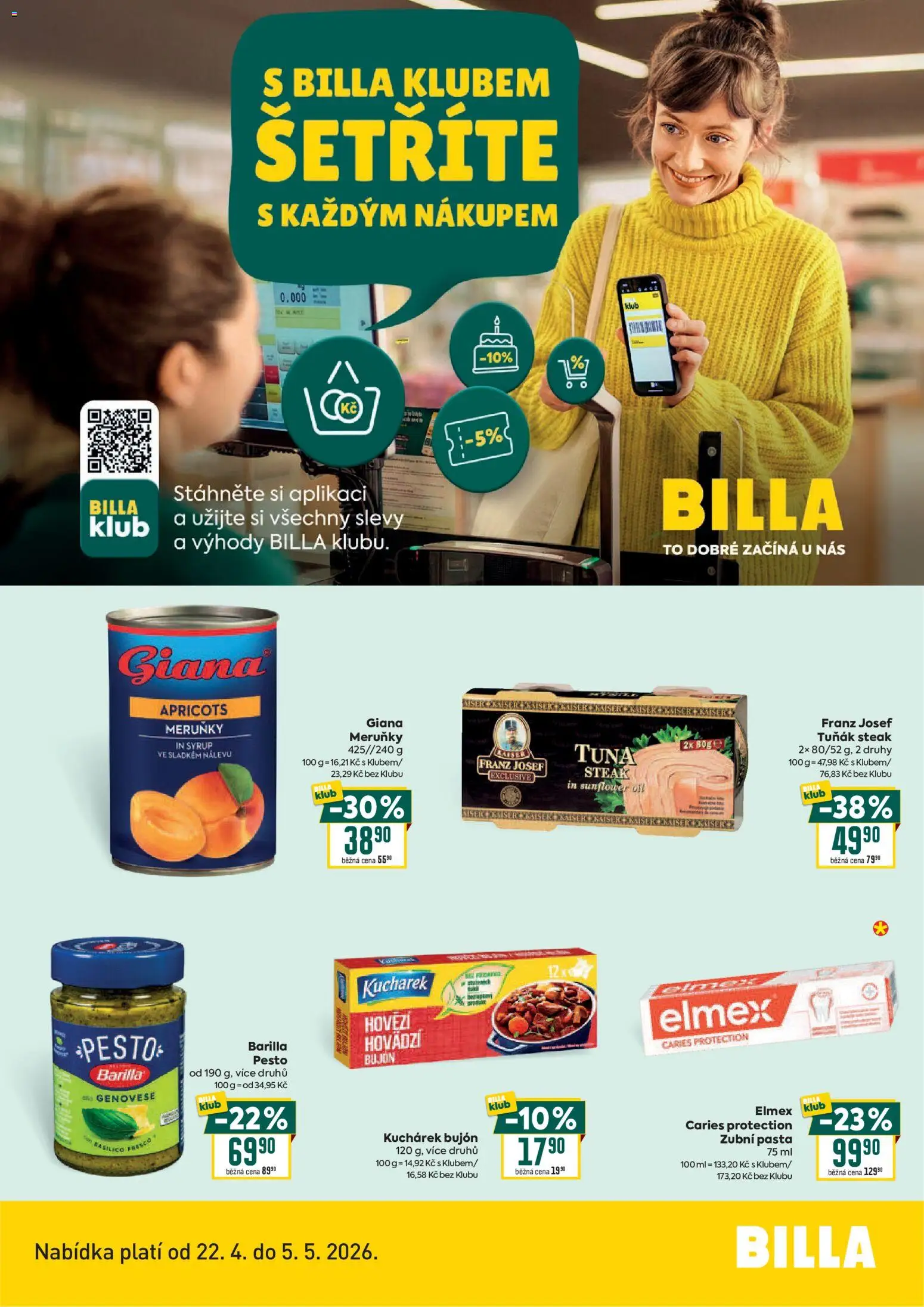 Billa leták - Bonus club od 22.04.2026 | Strana: 2 | Produkty: Elmex, Hovězí, Pesto, Tuňák steak
