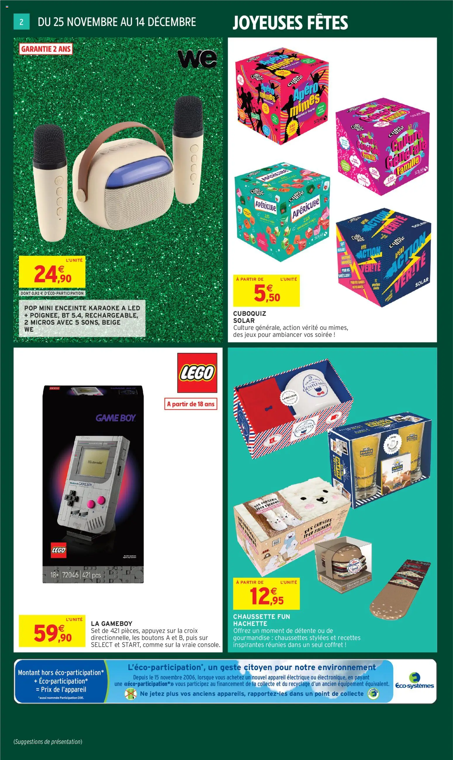 {H1} | Page: 2 | Produits: Légo, Pastis, Enceinte, Jeux