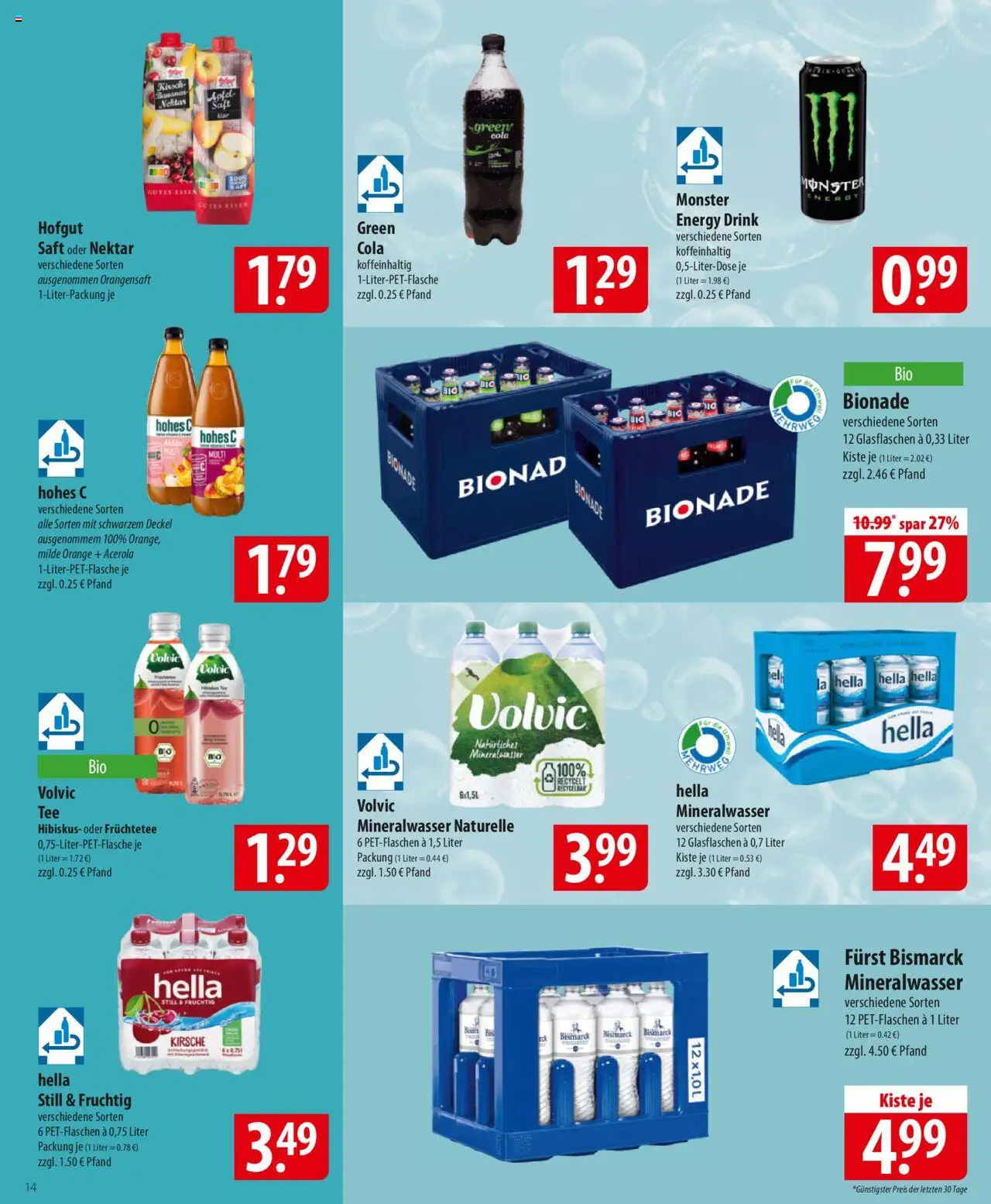 Famila Prospekt 	 – gültig ab 06.10.2025 | Seite: 14 | Produkte: Monster, Hella, Hohes c, Saft