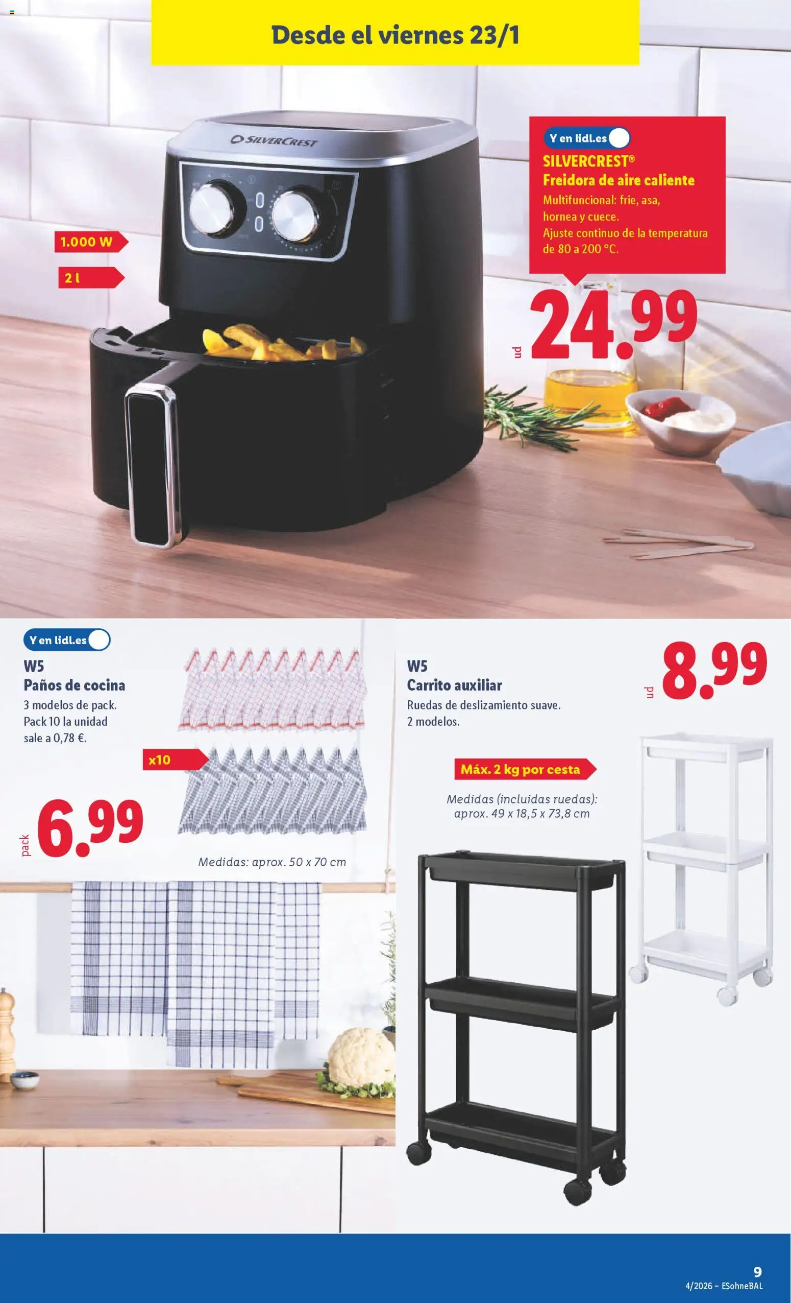 Lidl folleto de bazar │ válido desde el 19.01.2026 | Página: 23 | Productos: Cocina, Freidora, Cesta