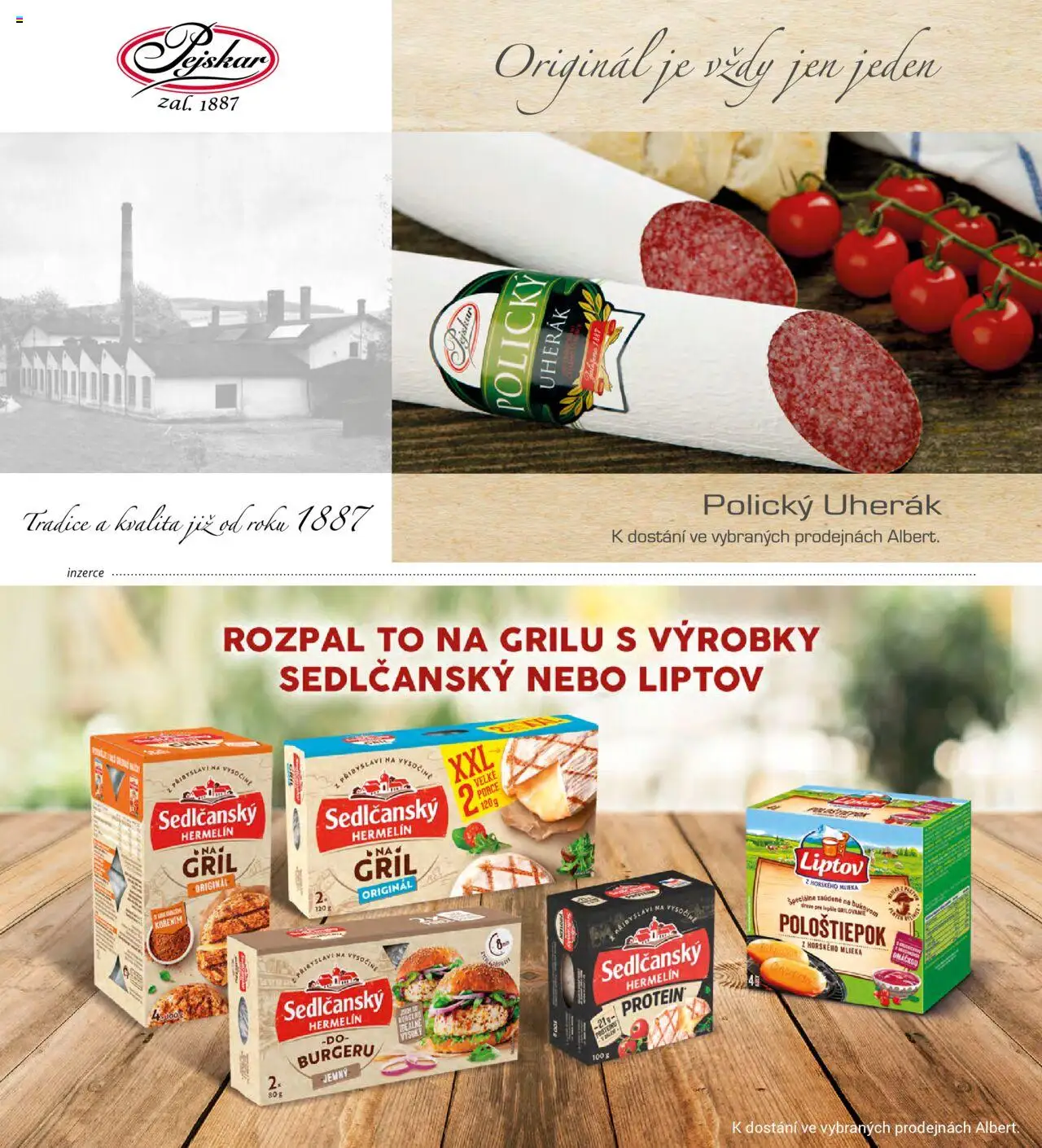 Albert magazín od 01.07.2025 | Strana: 72 | Produkty: Sedlčanský Hermelín, Uherák, Hermelín, Gril