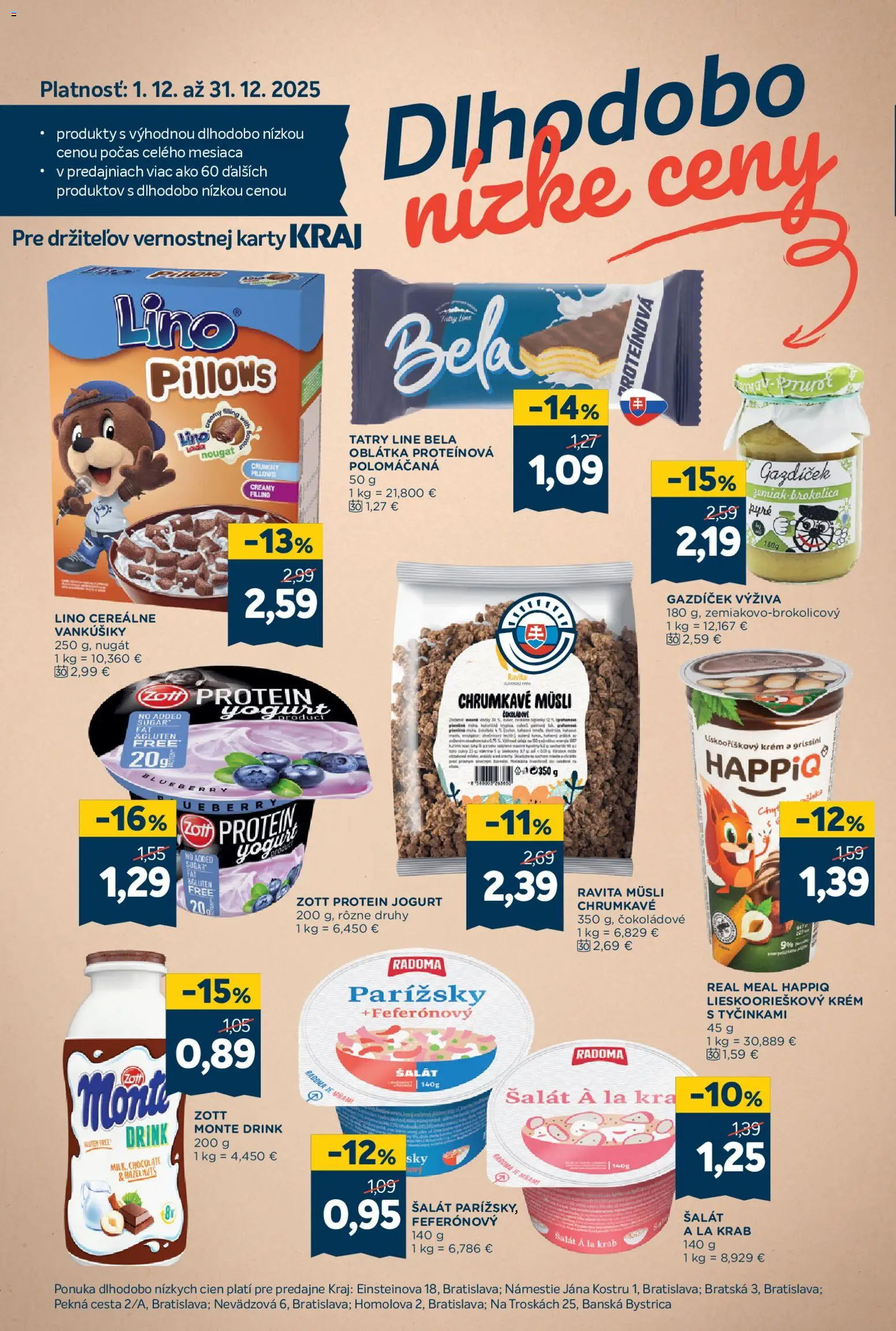 Nové Kraj akcie – leták je platný od 11.12.2025 | Strana: 14 | Produkty: Jogurt, Protein, Krém, Šalát