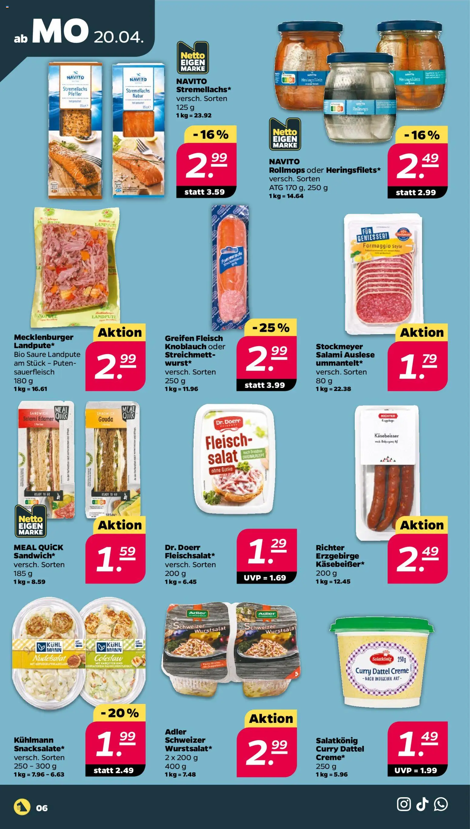 Netto Prospekt 	 – gültig ab 20.04.2026 | Seite: 6 | Produkte: Creme, Pfeffer, Dattel, Salat