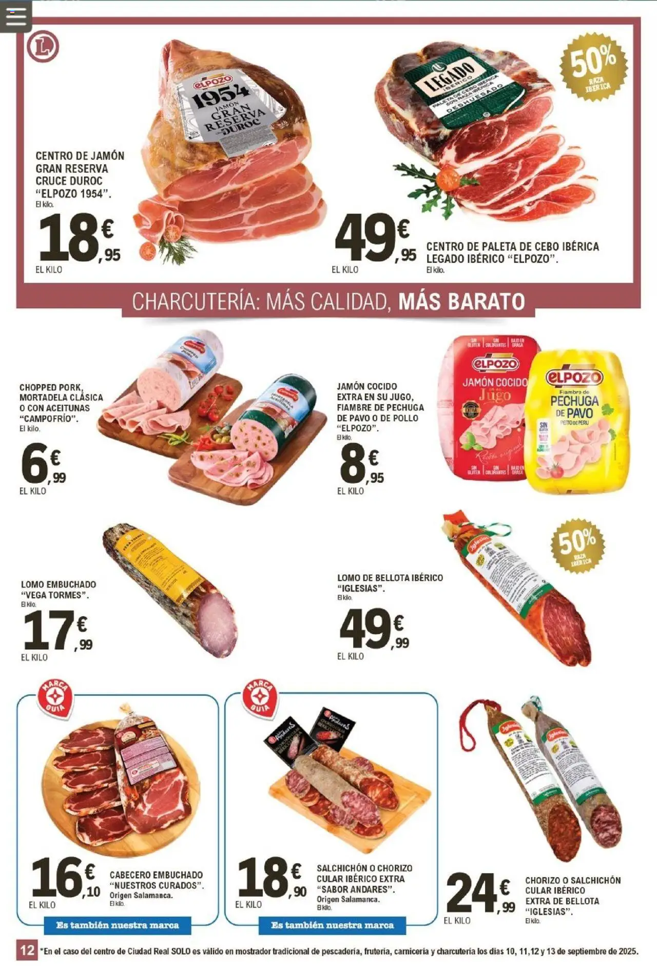 E.Leclerc folleto │ válido desde el 10.09.2025 | Página: 12 | Productos: Jamón, Jamón cocido, Jugo, Mortadela