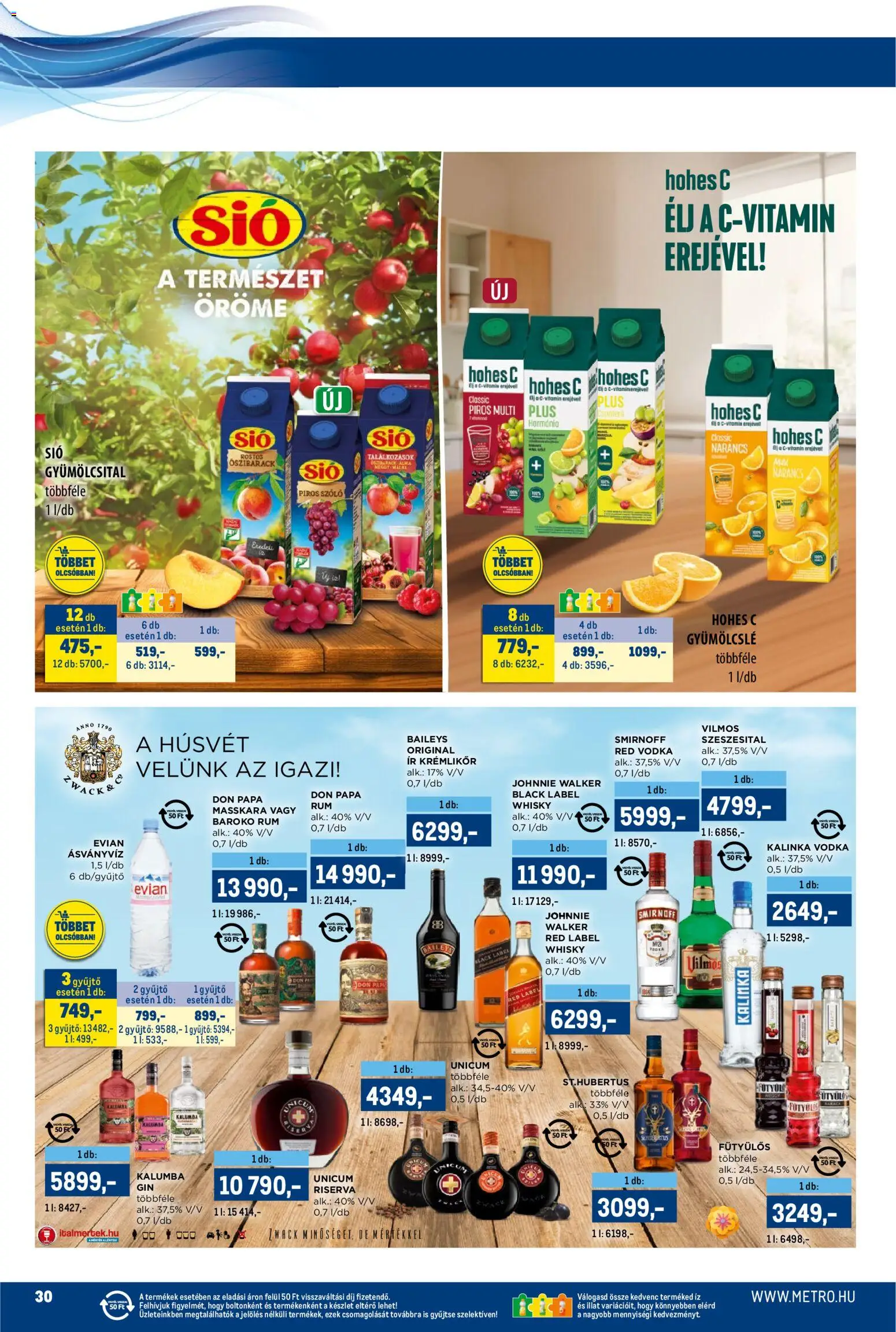 Metro akciós ujság - amely érvényes a következő dátumtól: 16.03.2026 | Oldal: 30 | Termékek: Gyümölcslé, Rum, Ásványvíz, Só