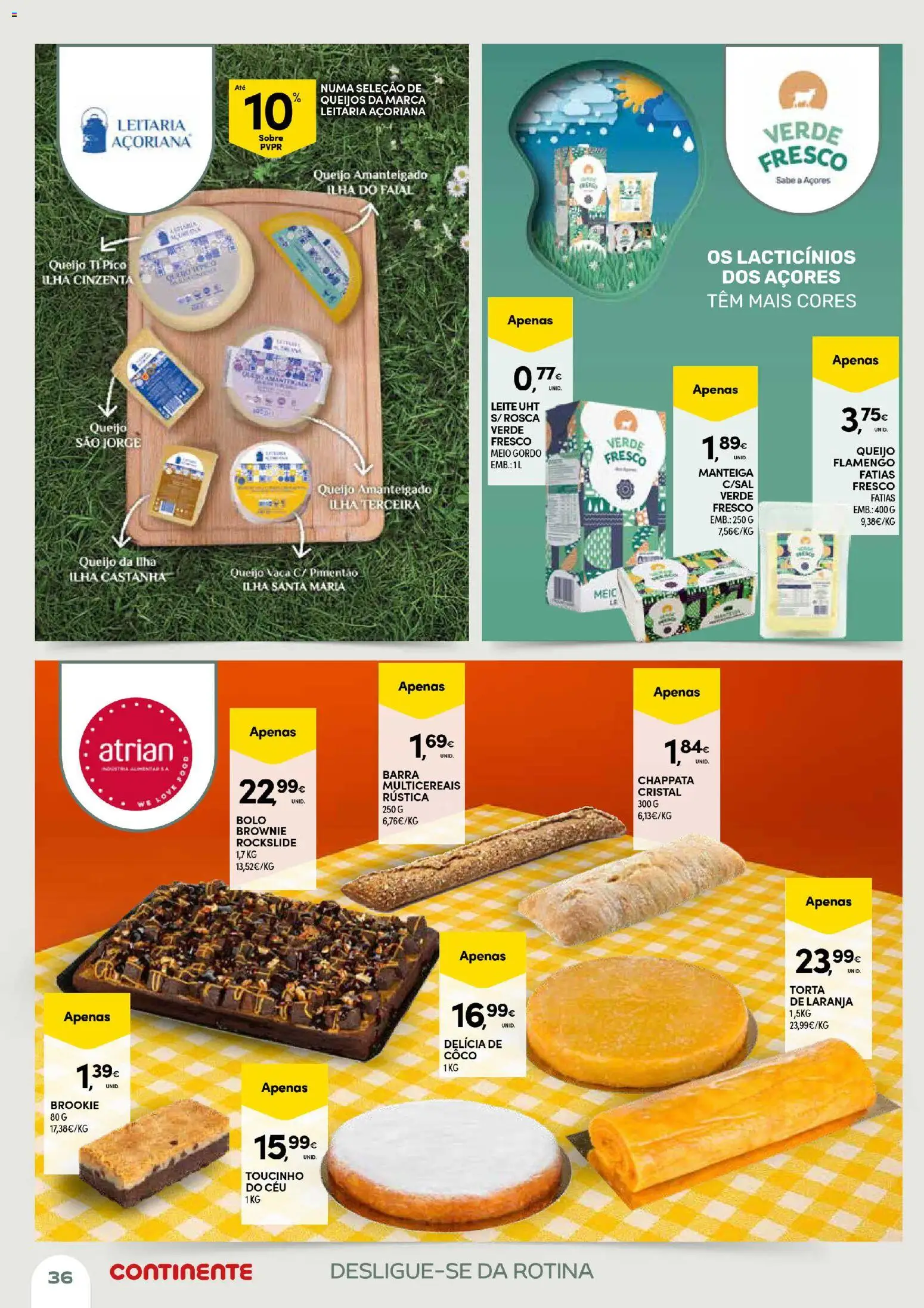 Continente Açores Momentos de pausa │ válido de 21.04.2026 | Página: 36 | Produtos: Sal, Leite, Manteiga, Queijo