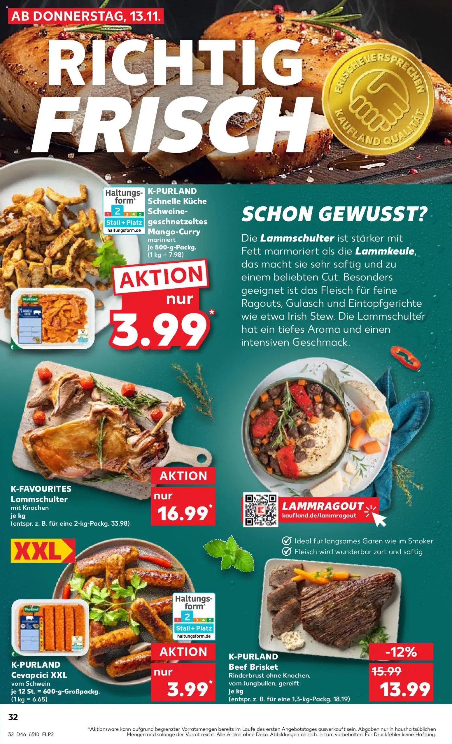 Kaufland prospekt Köln	 – gültig ab 13.11.2025 | Seite: 32 | Produkte: Küche, Cevapcici, Gulasch, Fleisch