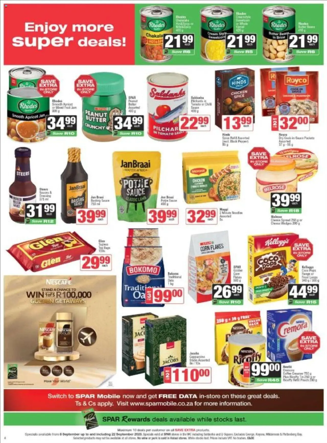 New Spar catalogue – valid from 08.09.2025 | Page: 4 | Products: Data, Jam, Flakes, Sauce