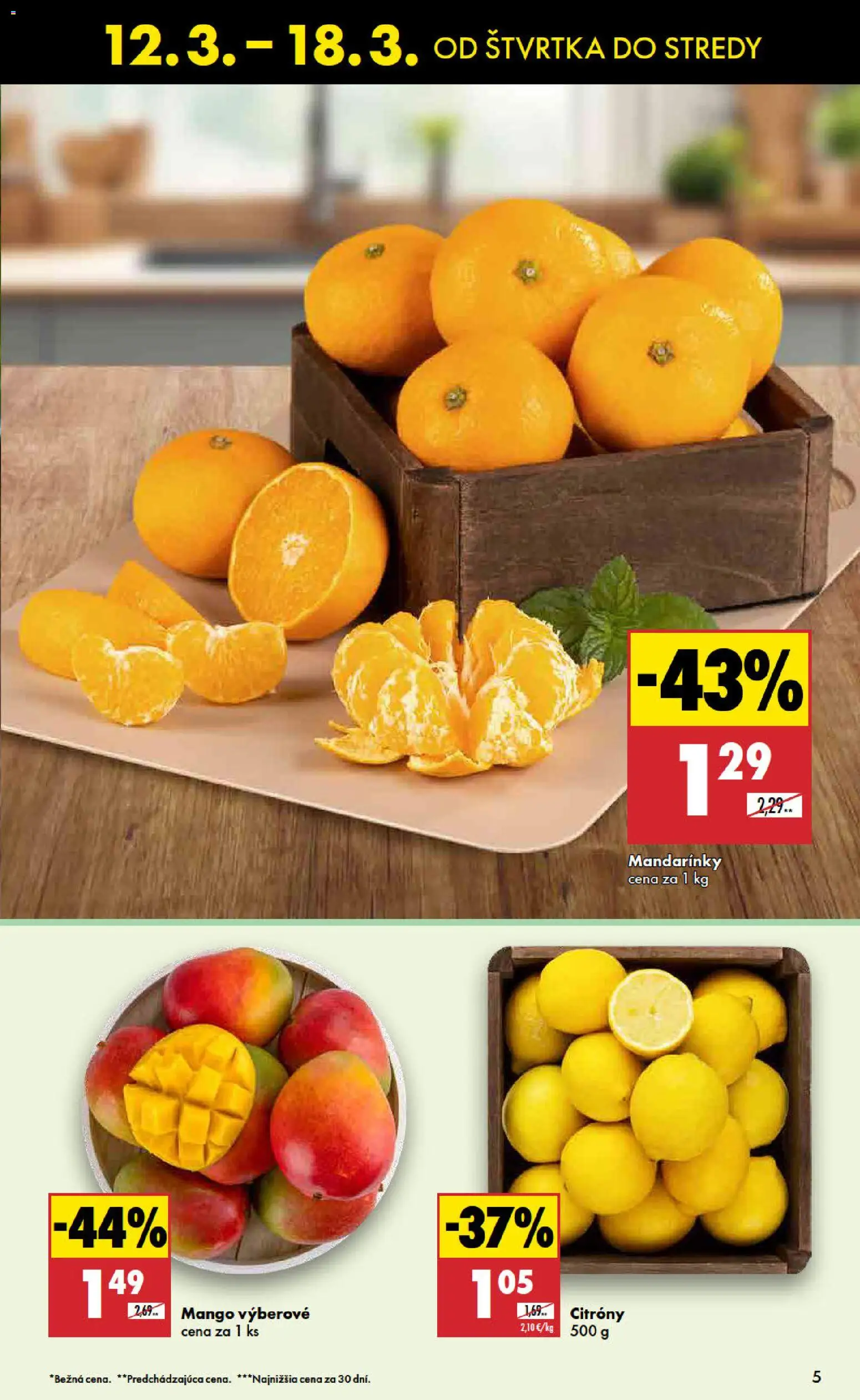 Nové Biedronka akcie – leták je platný od 12.03.2026 | Strana: 5 | Produkty: Citróny, Mandarinky, Mango