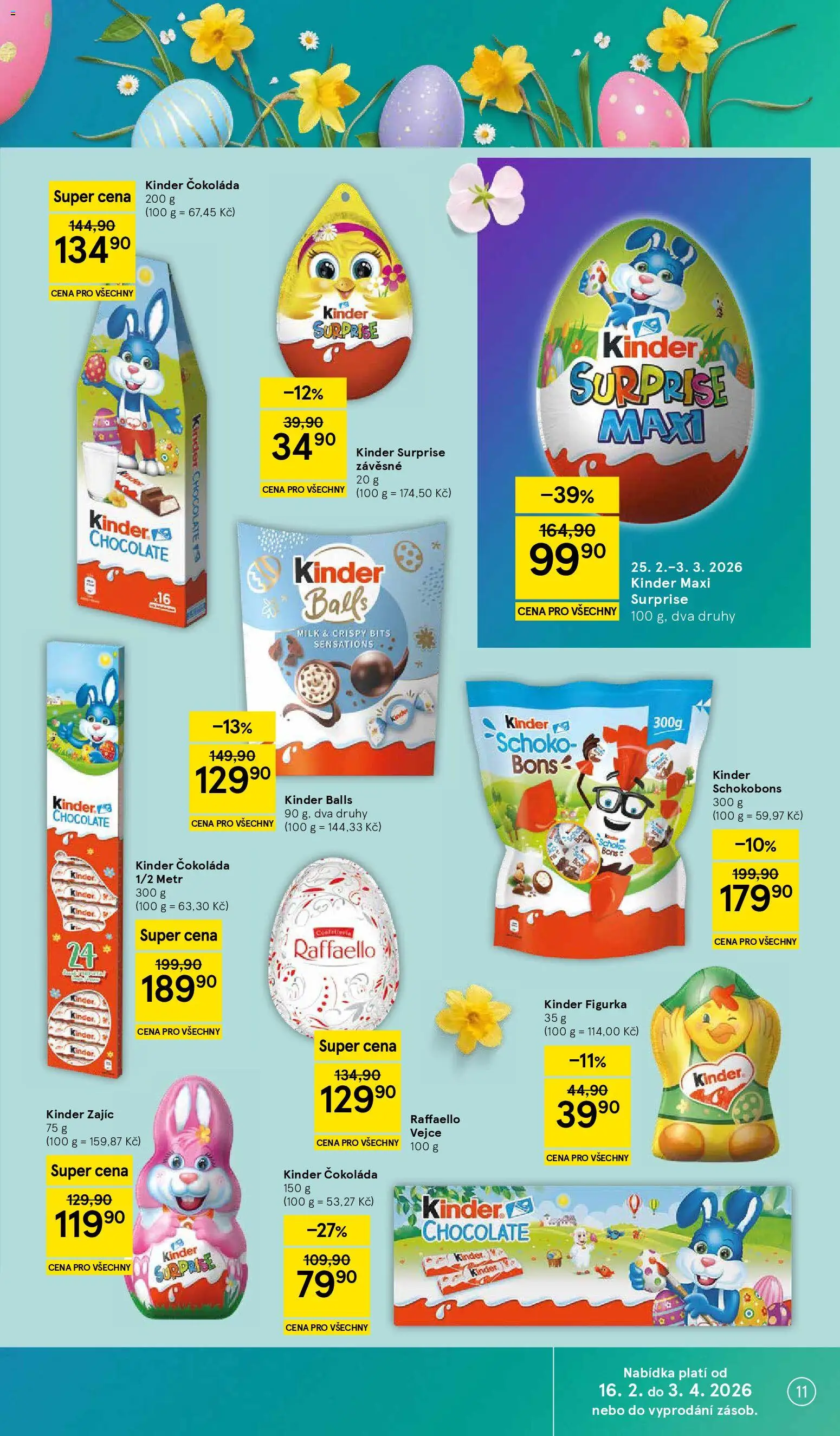 Tesco leták - Hypermarket od 25.02.2026 | Strana: 11 | Produkty: Vejce, Čokoláda, Kinder čokoláda, Kinder