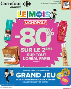 Carrefour Market - Prévisualisation de Carrefour Market catalogue le mois monopoly 80% sur le 2ème valide à partir de 16.09.2025