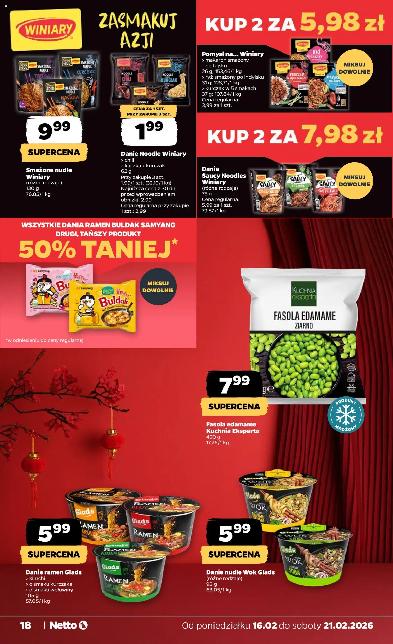 Netto gazetka - Spożywcza od 16.02.2026 | Strona: 18 | Produkty: Kimchi, Chili, Ryż, Makaron