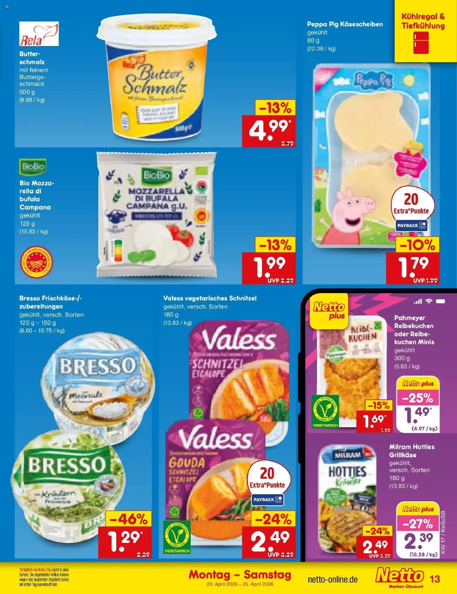 Netto Marken-Discount Prospekt Kruft	 – gültig ab 20.04.2026 | Seite: 15 | Produkte: Mozzarella, Gouda, Schnitzel, Milram