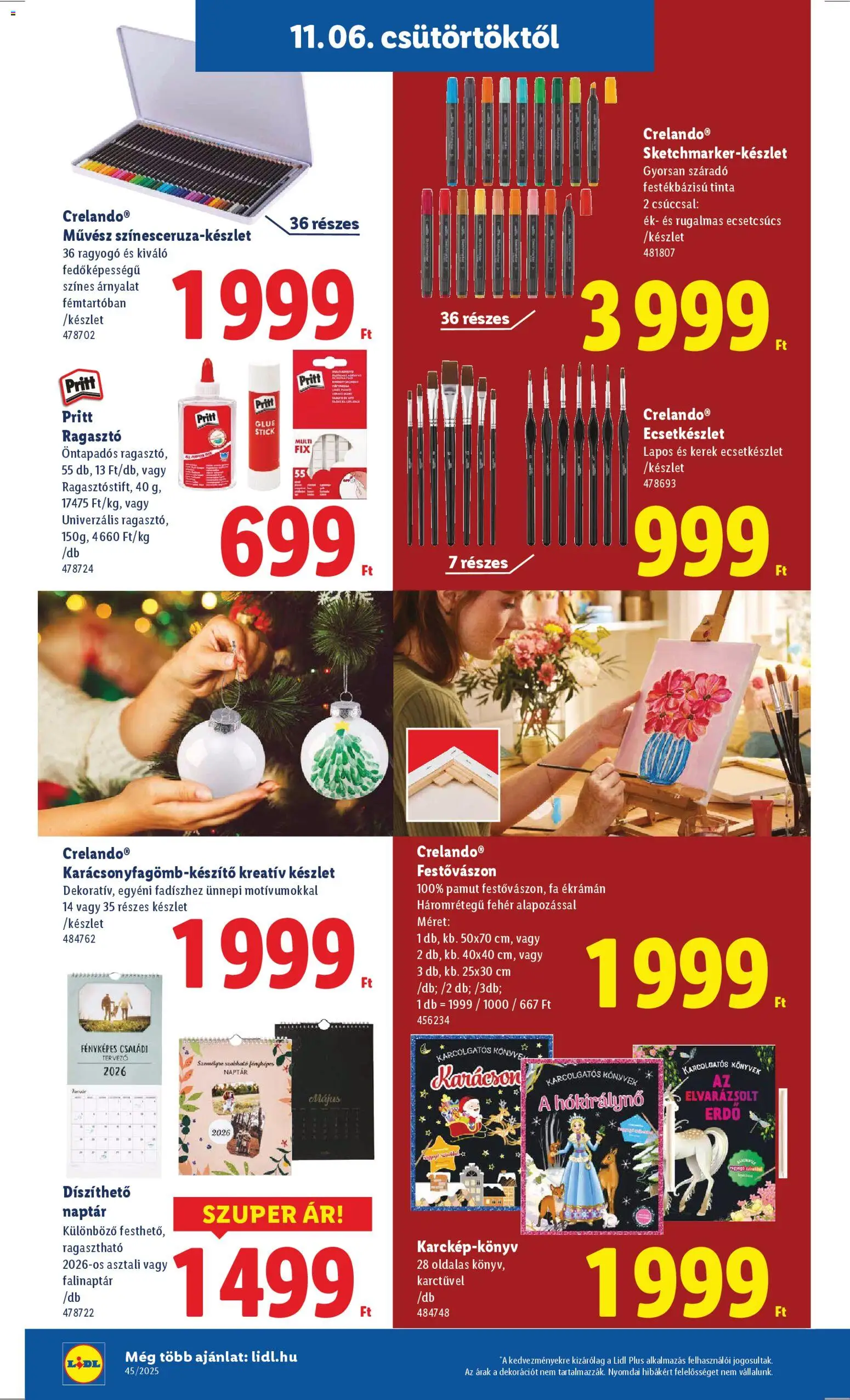 Lidl akciós ujság - amely érvényes a következő dátumtól: 06.11.2025 | Oldal: 14 | Termékek: Ragasztó, Könyvek, Festővászon