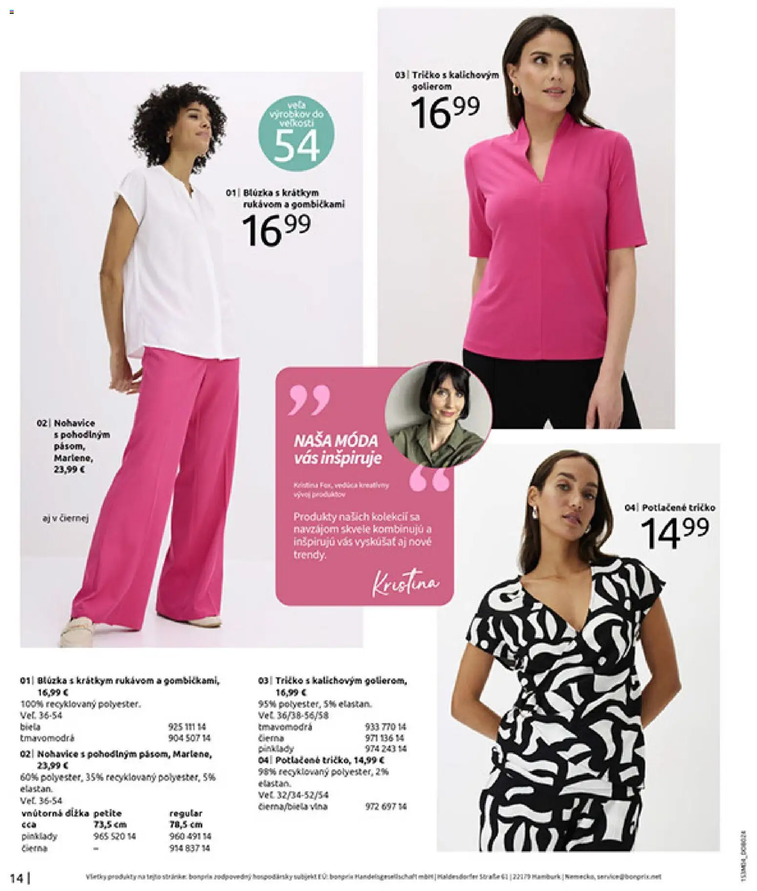 Nové Bonprix akcie – leták je platný od 31.03.2026 | Strana: 16 | Produkty: Tričko, Blúzka, Nohavice