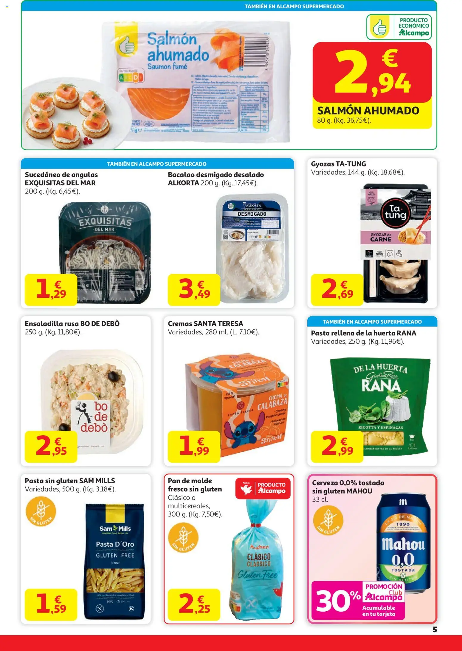 Alcampo - HP Unico │ válido desde el 29.12.2025 | Página: 5 | Productos: Πράσινο τσάι, Pasta, Crema, Salmón ahumado