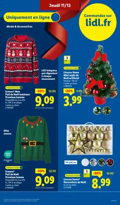 LIDL - Prévisualisation de Esmara® Men Pull de Noël lumineux Premium homme, Disponible du S au XXL Ex. 100% acrylique L'unité au choix. valide à partir de 11.12.2025 | Page: 59 | Produits: Sapin de Noël, Décorations de Noël, Pull, Pull de noel