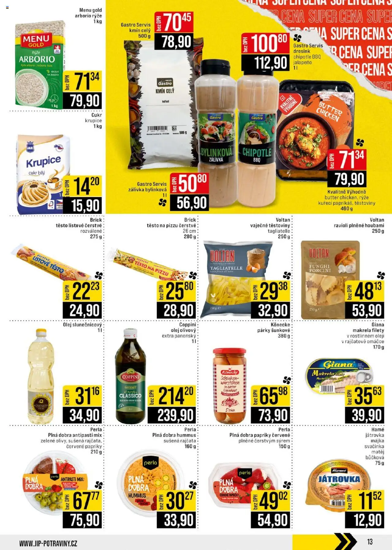 Jip leták - Cash & Carry od 13.08.2025 | Strana: 13 | Produkty: Hummus, Olej, Těstoviny, Perla