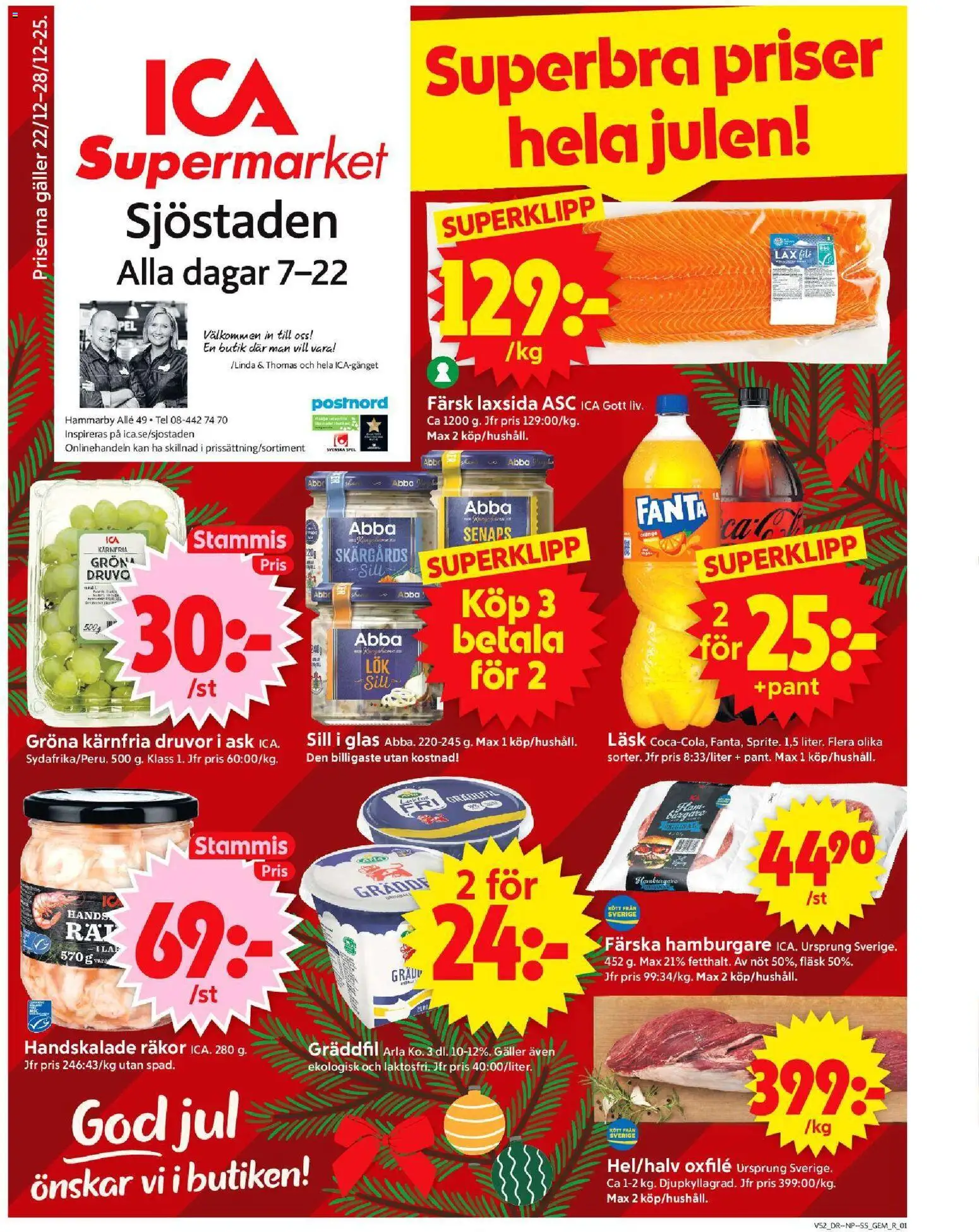 ICA Supermarket reklamblad aktuell från 22.12.2025 | Sida: 1