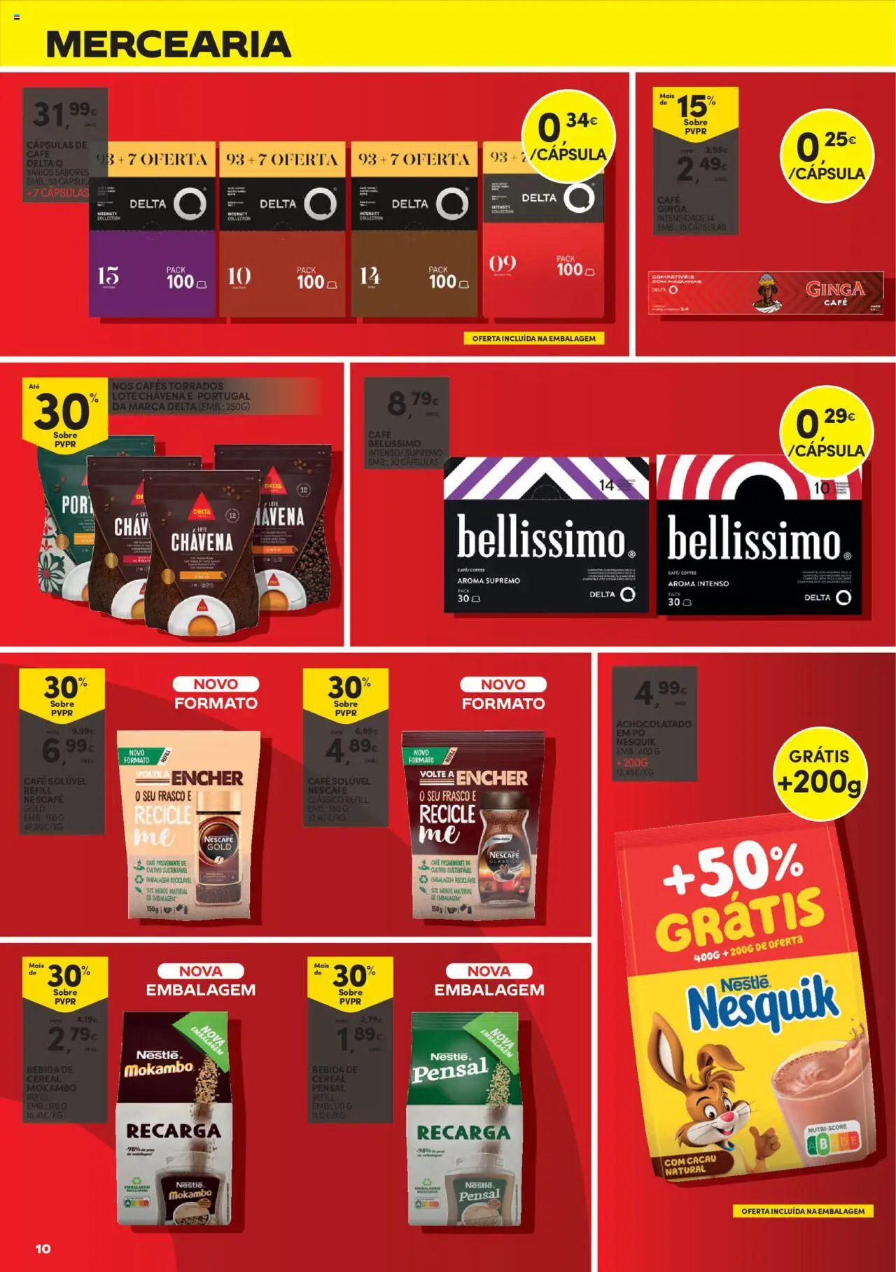 Continente - Packs Poupança: É de quem poupa em tudo │ válido de 16.09.2025 | Página: 10 | Produtos: Pó, Café solúvel, Chocolate, Bebida