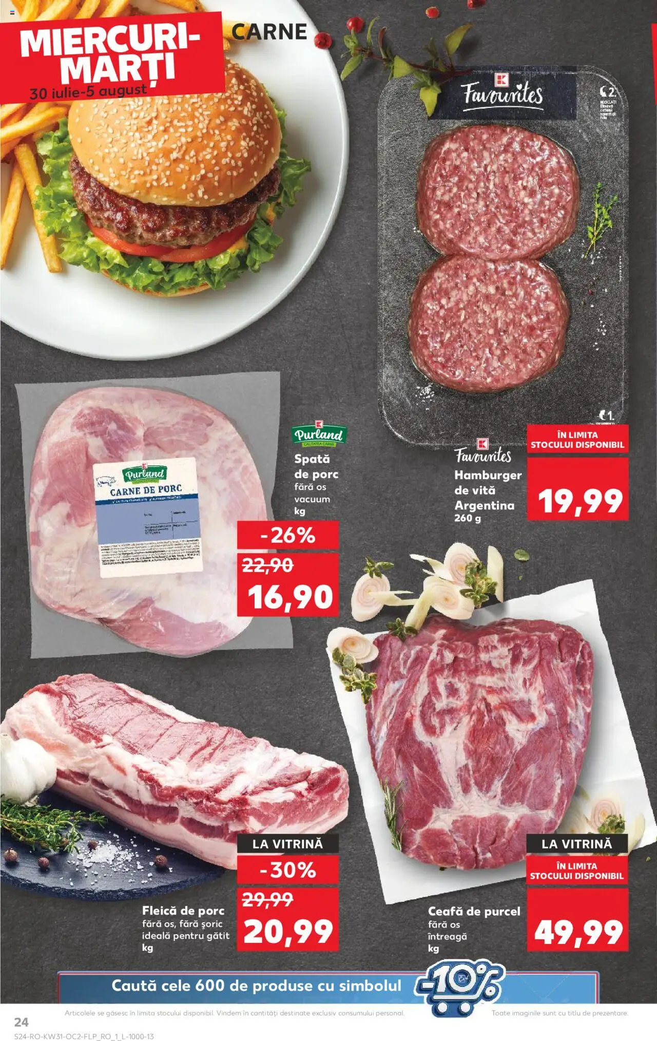 Kaufland RO akciós ujság - amely érvényes a következő dátumtól: 30.07.2025 | Oldal: 24 | Termékek: Hamburger