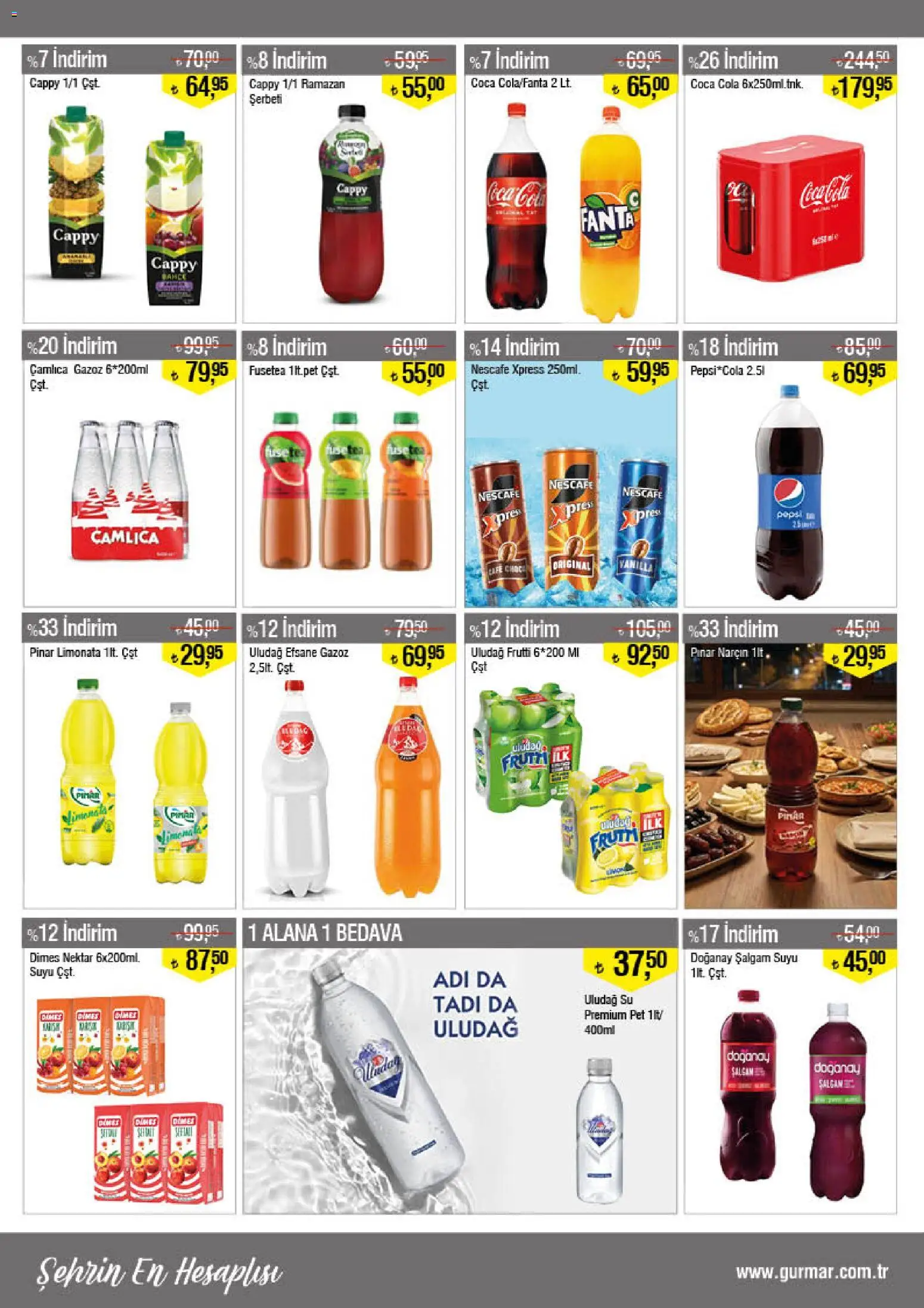 Gürmar Katalog - 01.03.2026 tarihinden itibaren geçerlidir | Sayfa: 10 | Ürünler: Limonata, Şalgam, Su, Fanta