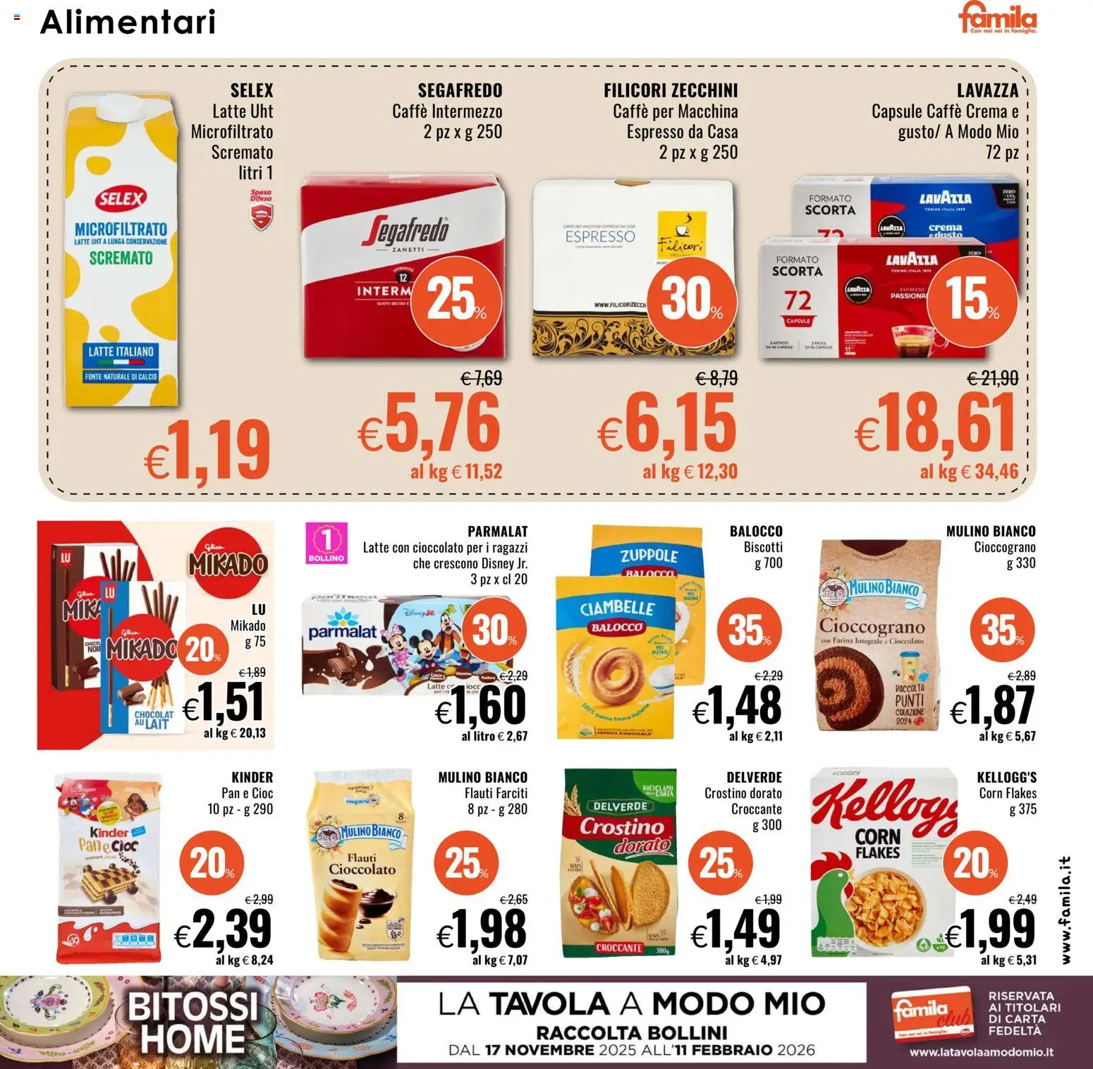 Volantino Famila del 22.01.2026 | Pagina: 11 | Prodotti: Crema, Cioccolato, Biscotti, Lavazza
