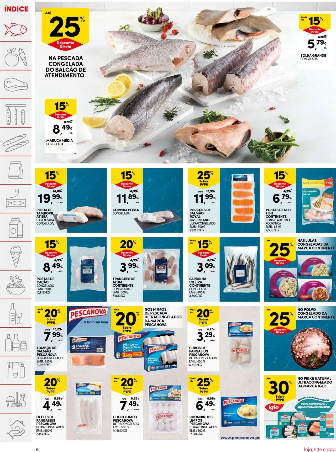 Continente folheto │ válido de 12.08.2025 | Página: 6 | Produtos: Atum, Cabo, Pescada, Peixe