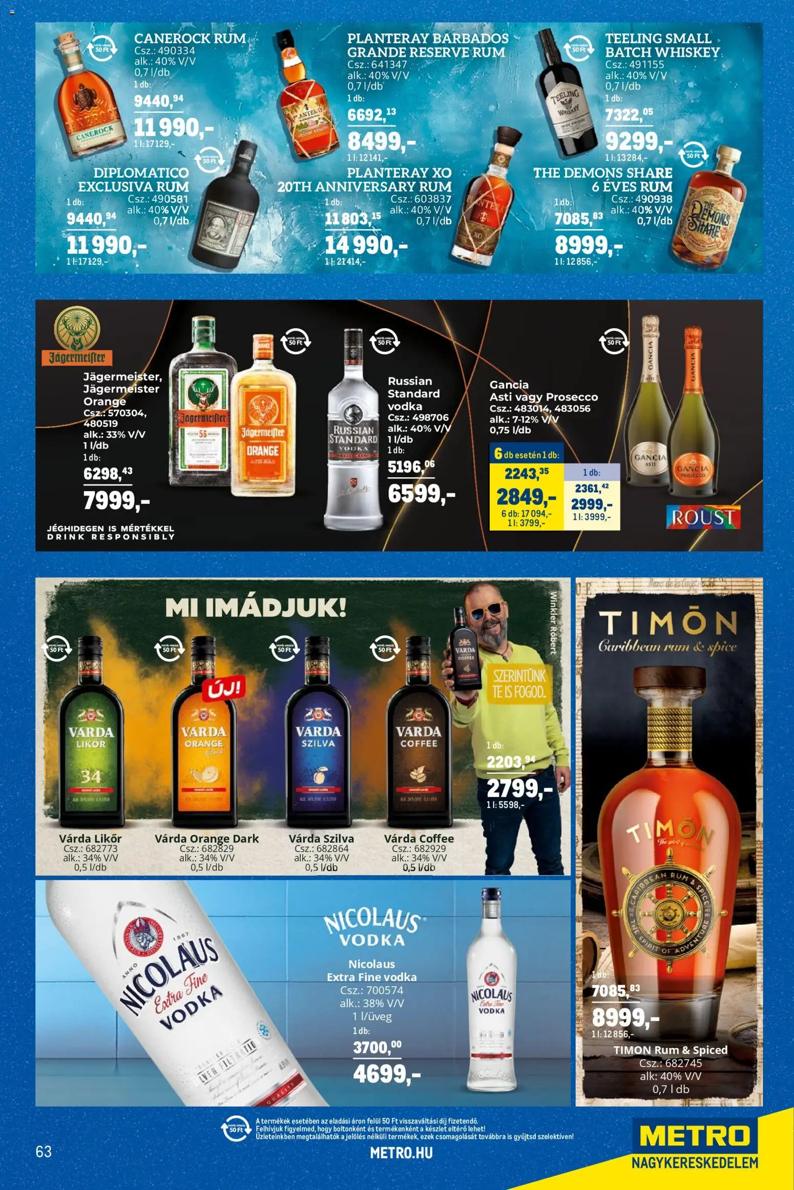 Metro akciós ujság - amely érvényes a következő dátumtól: 03.03.2026 | Oldal: 63 | Termékek: Jägermeister, Whiskey, Likőr, Só