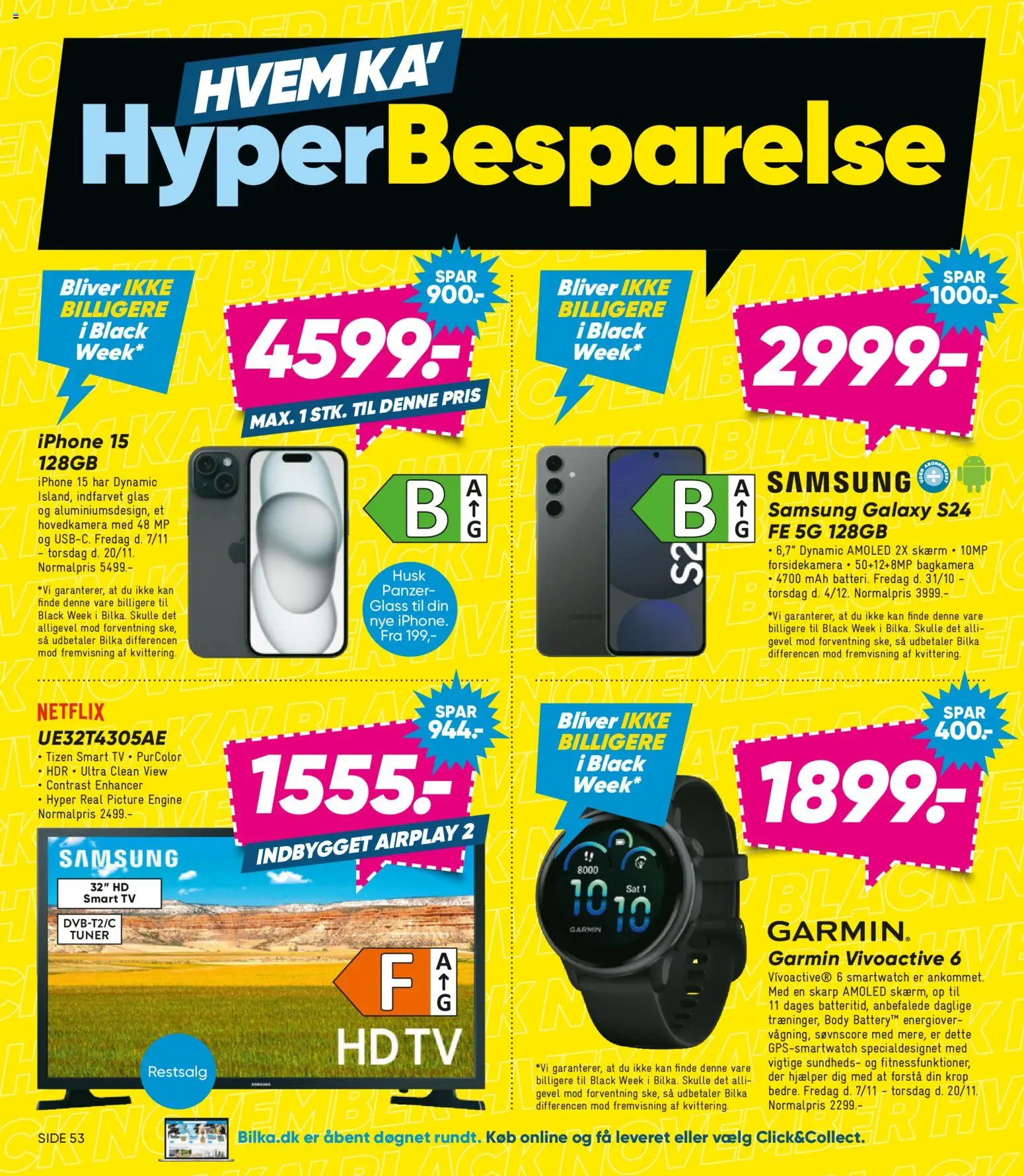 Bilka tilbudsavis – gyldig fra 07.10.2025 | Side: 4 | Produkter: Skærm, Smart TV, TV, Smartwatch