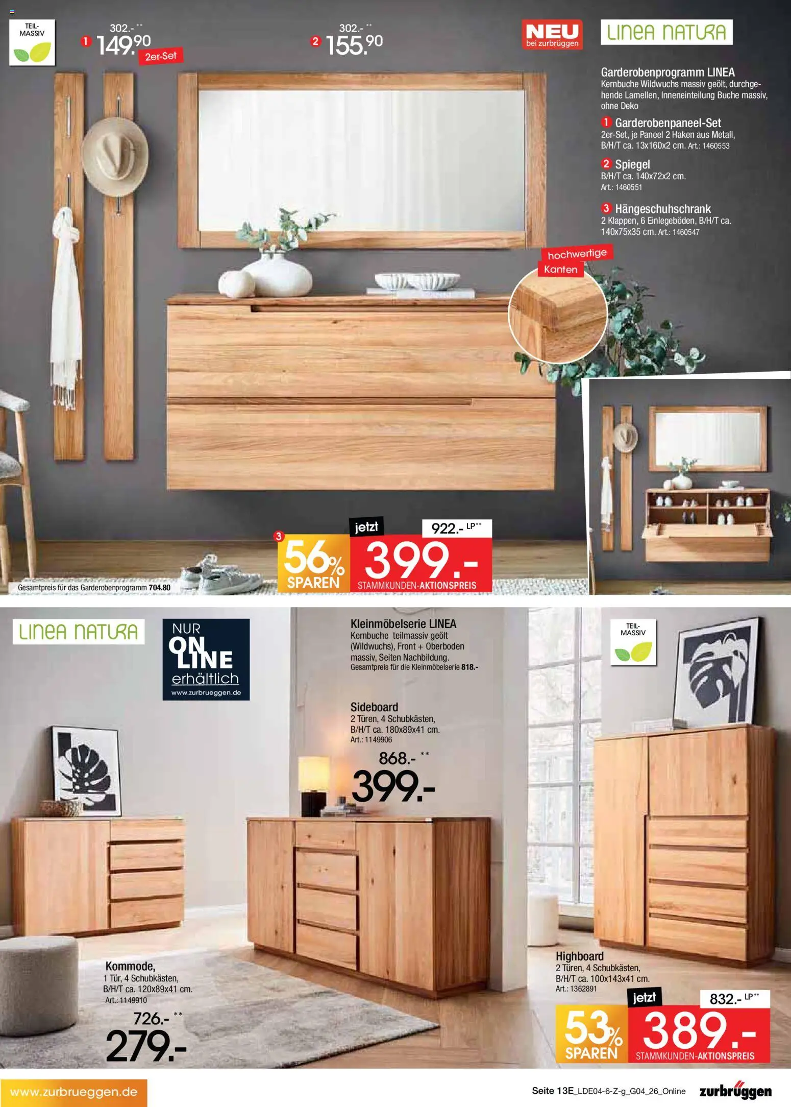 Zurbrüggen Italienische Wochen – gültig ab 11.04.2026 | Seite: 23 | Produkte: Sideboard, HIghboard, Spiegel