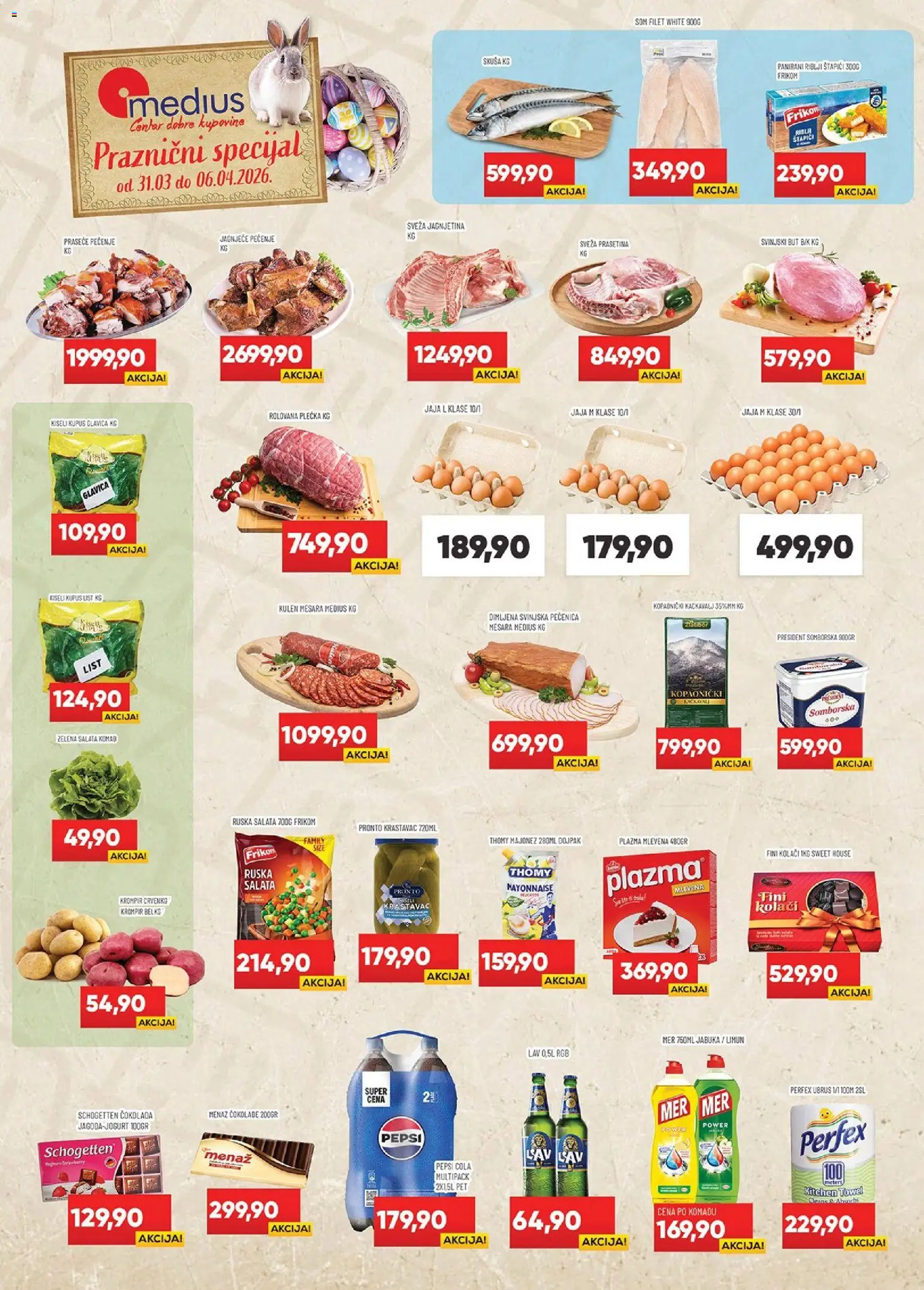 Medius katalog - važi od 31.03.2026 | Strana: 1 | Proizvode: Ubrus, Kulen, Kačkavalj, Pečenica