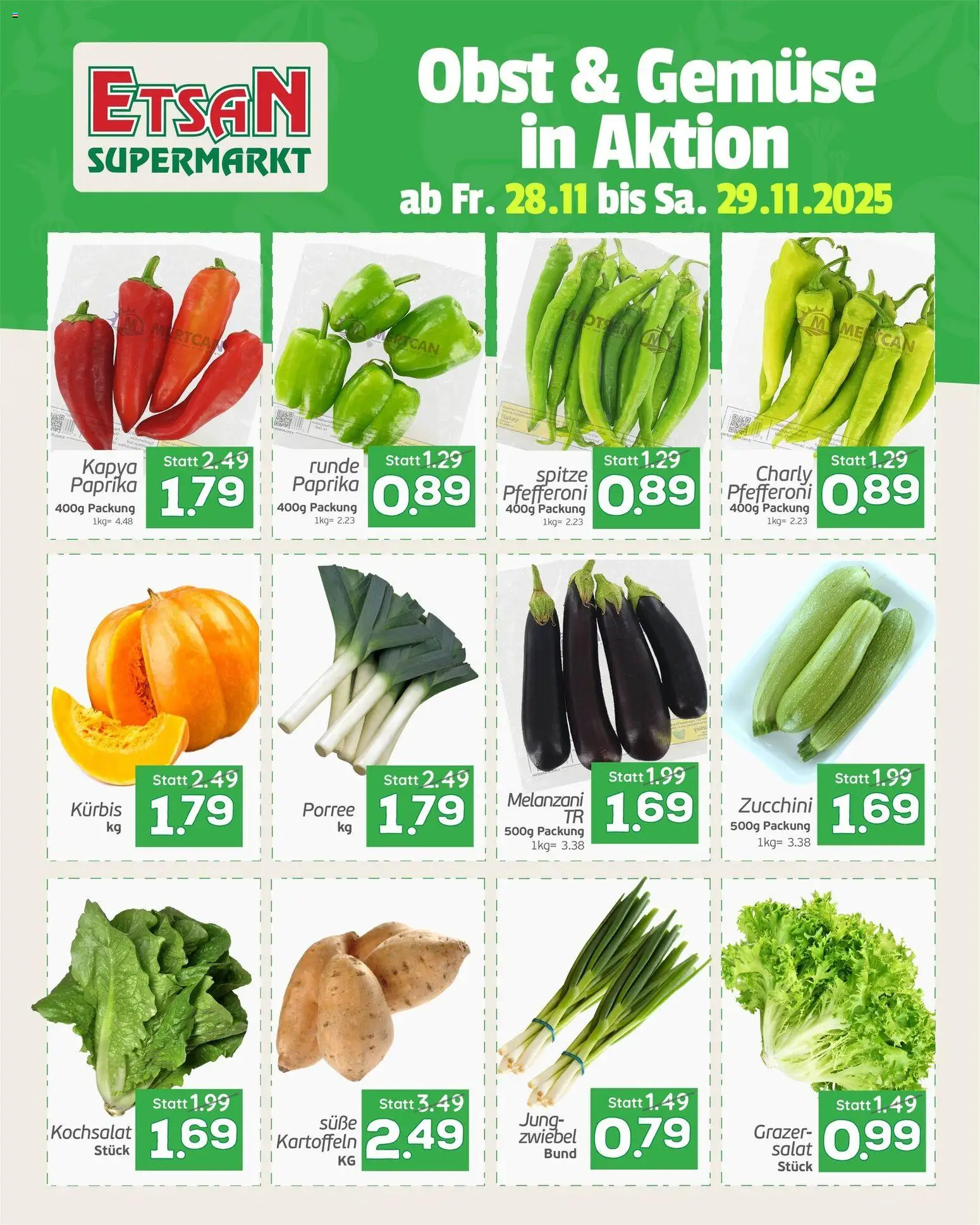 ETSAN Obst und Gemüse gültig ab 28.11.2025 | Seite: 1 | Produkte: Salat, Kartoffeln, Gemüse, Obst