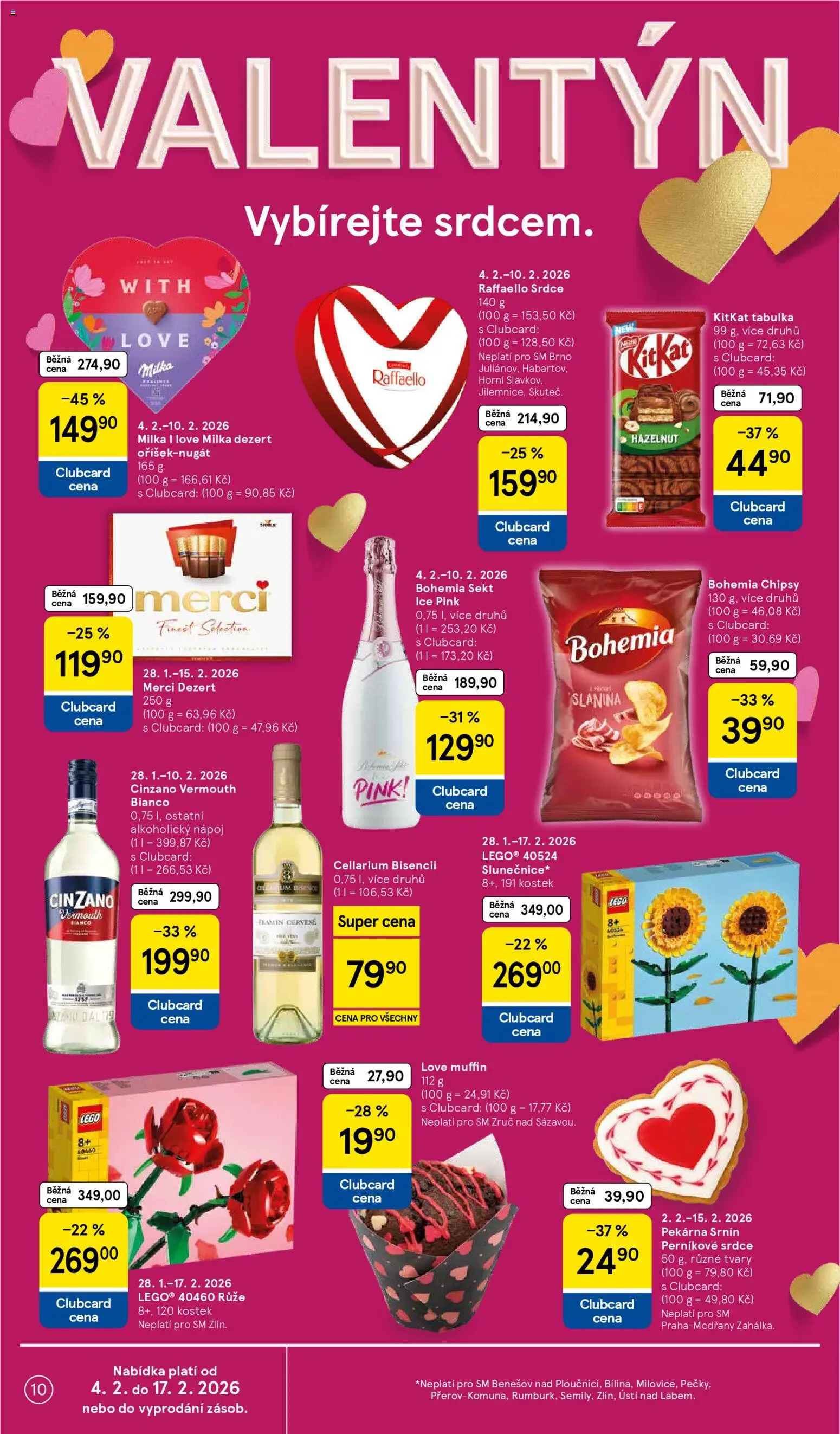 Tesco leták - Supermarket od 04.02.2026 | Strana: 10 | Produkty: Milka, Bohemia sekt, Chipsy, Slanina