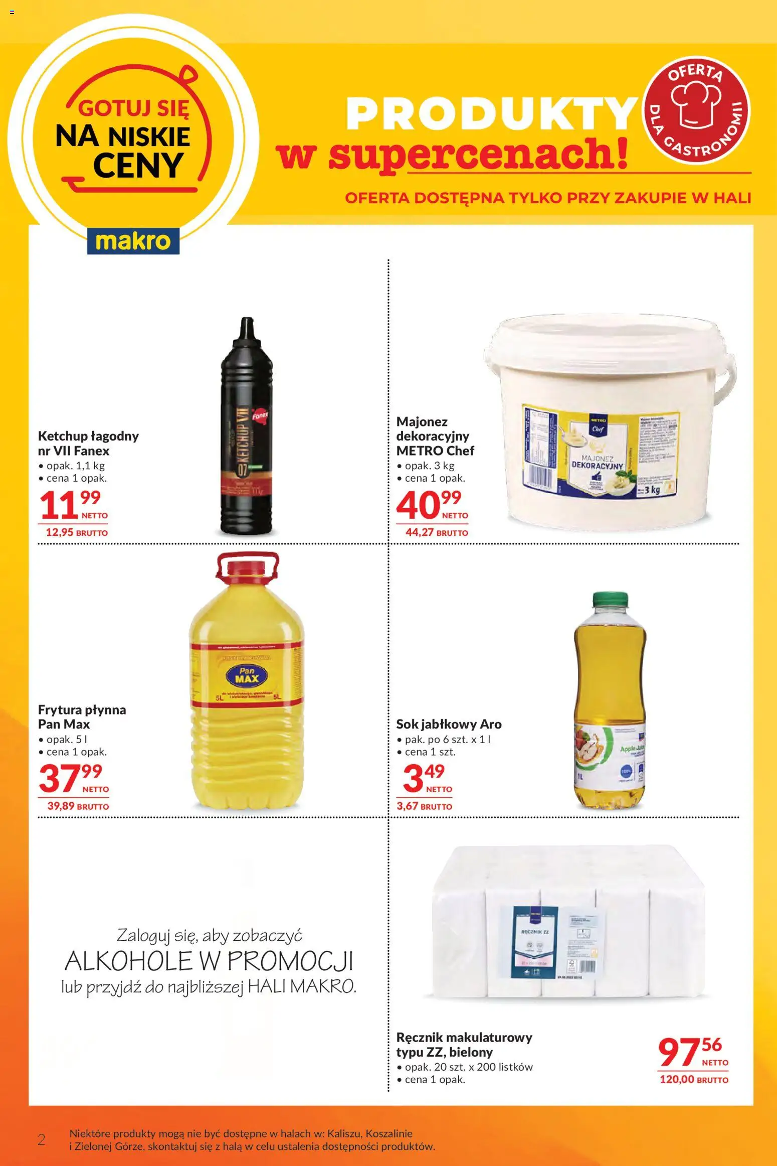 Makro gazetka - Oferta dla gastronomii od 28.04.2026 | Strona: 2 | Produkty: Frytura, Sok jabłkowy, Sok, Majonez