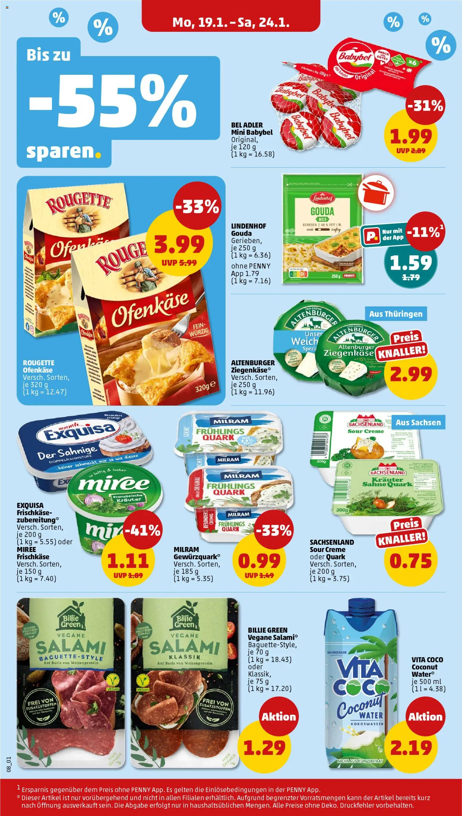 Penny Prospekt 	 – gültig ab 19.01.2026 | Seite: 10 | Produkte: Ziegenkäse, Creme, Milram, Babybel