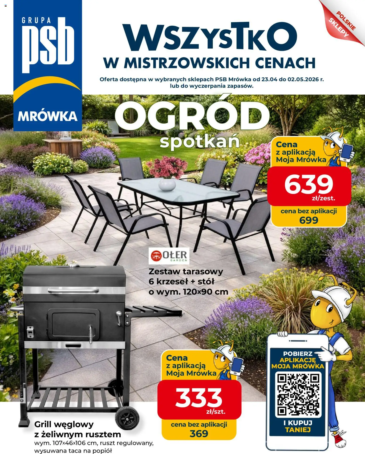 Mrówka gazetka od 23.04.2026 | Strona: 1 | Produkty: Grill, Ruszt, Stół
