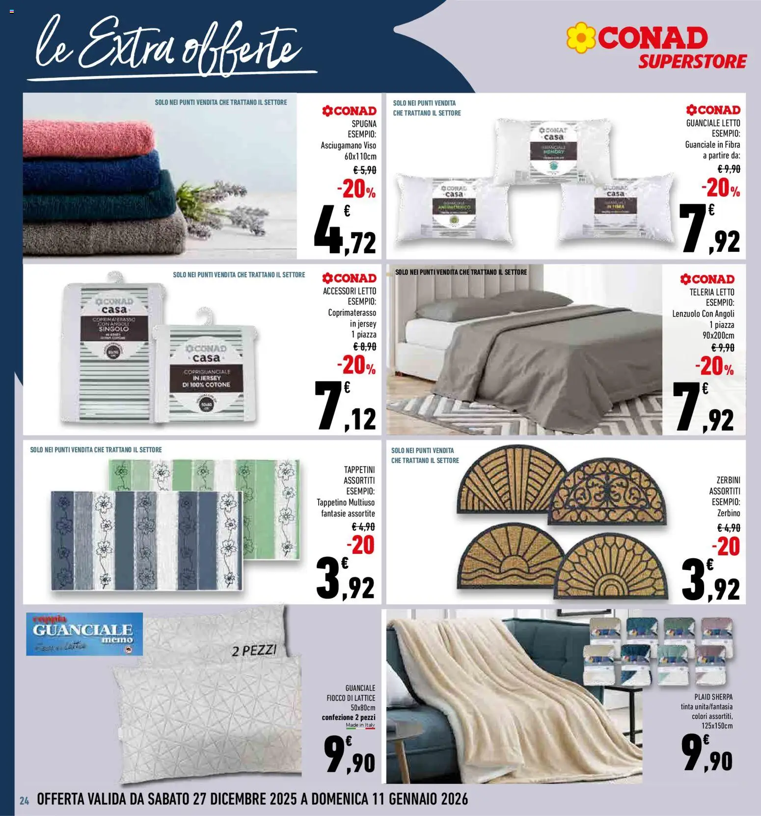 Volantino Conad del 27.12.2025 | Pagina: 24 | Prodotti: Spugna, Plaid, Zerbino, Coprimaterasso